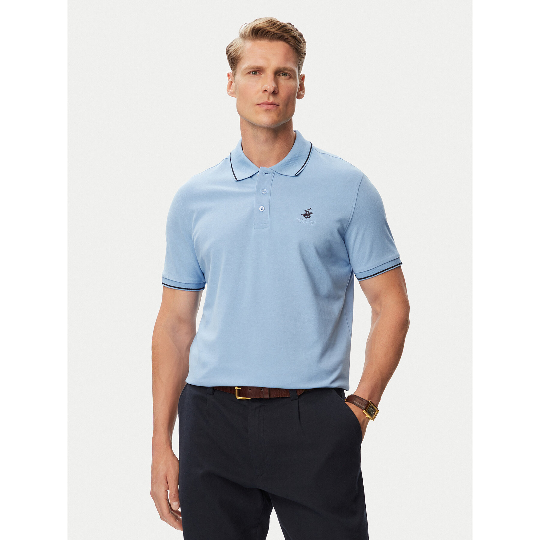 Beverly Hills Polo Club Poloshirt P-SS26M-P42561BBU Hellblau Regular Fit