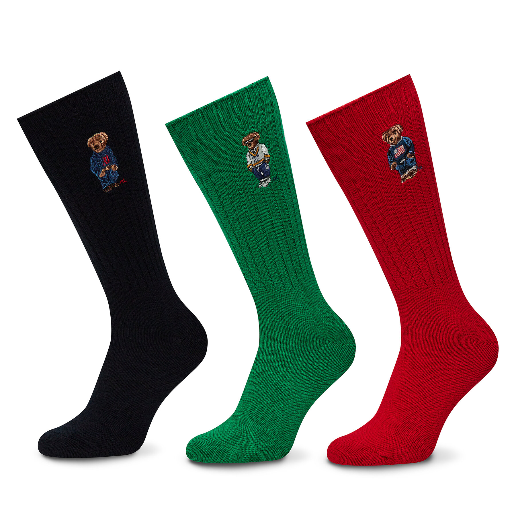 Súprava 3 párov vysokých pánskych ponožiek Polo Ralph Lauren 449973049001 Farebná