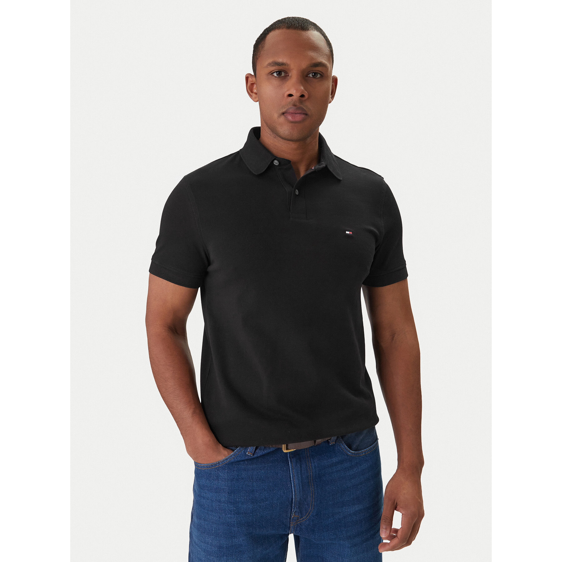 Tommy Hilfiger Polo majica 1985 MW0MW17770 Črna Regular Fit