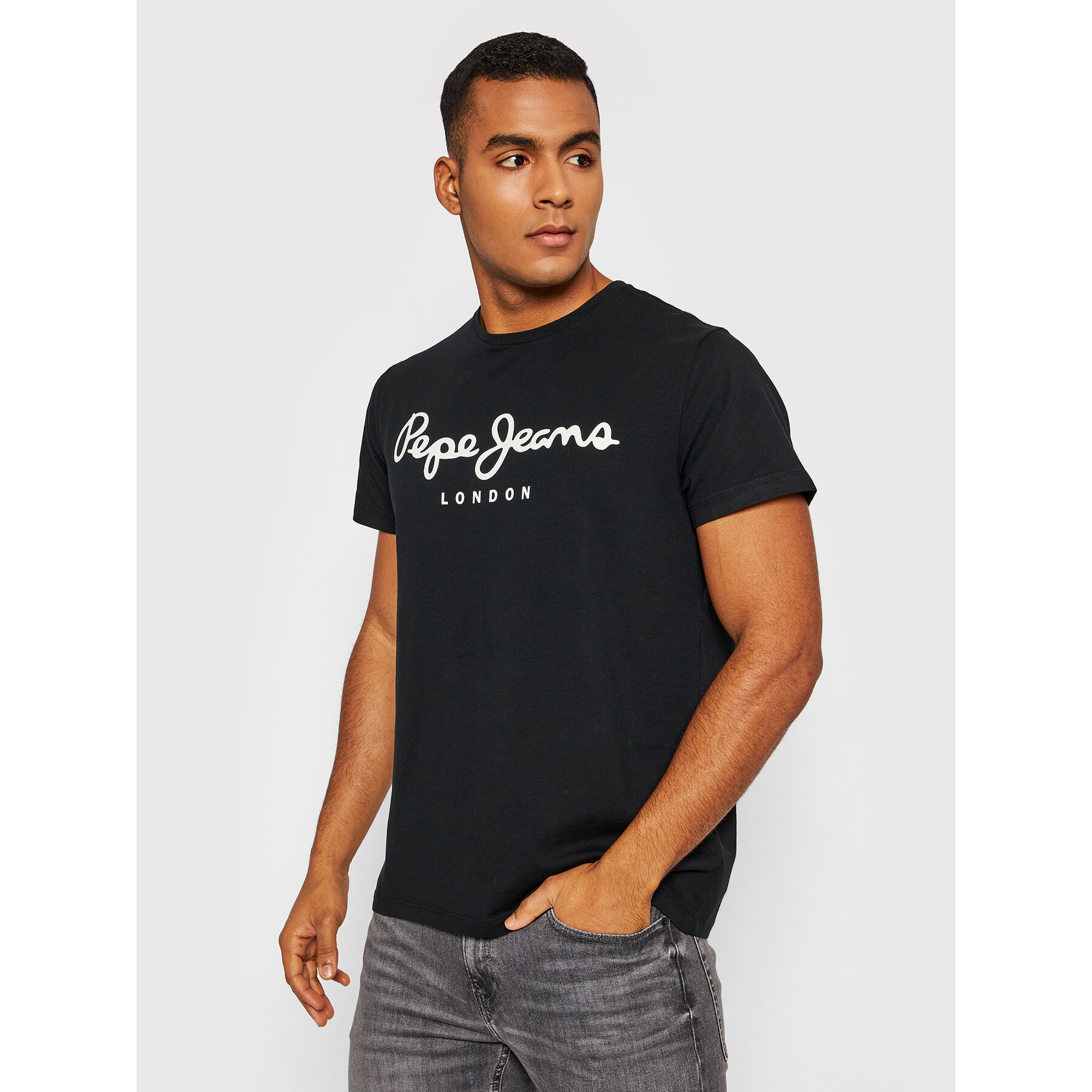 Pepe Jeans Póló Original PM508210 Fekete Slim Fit