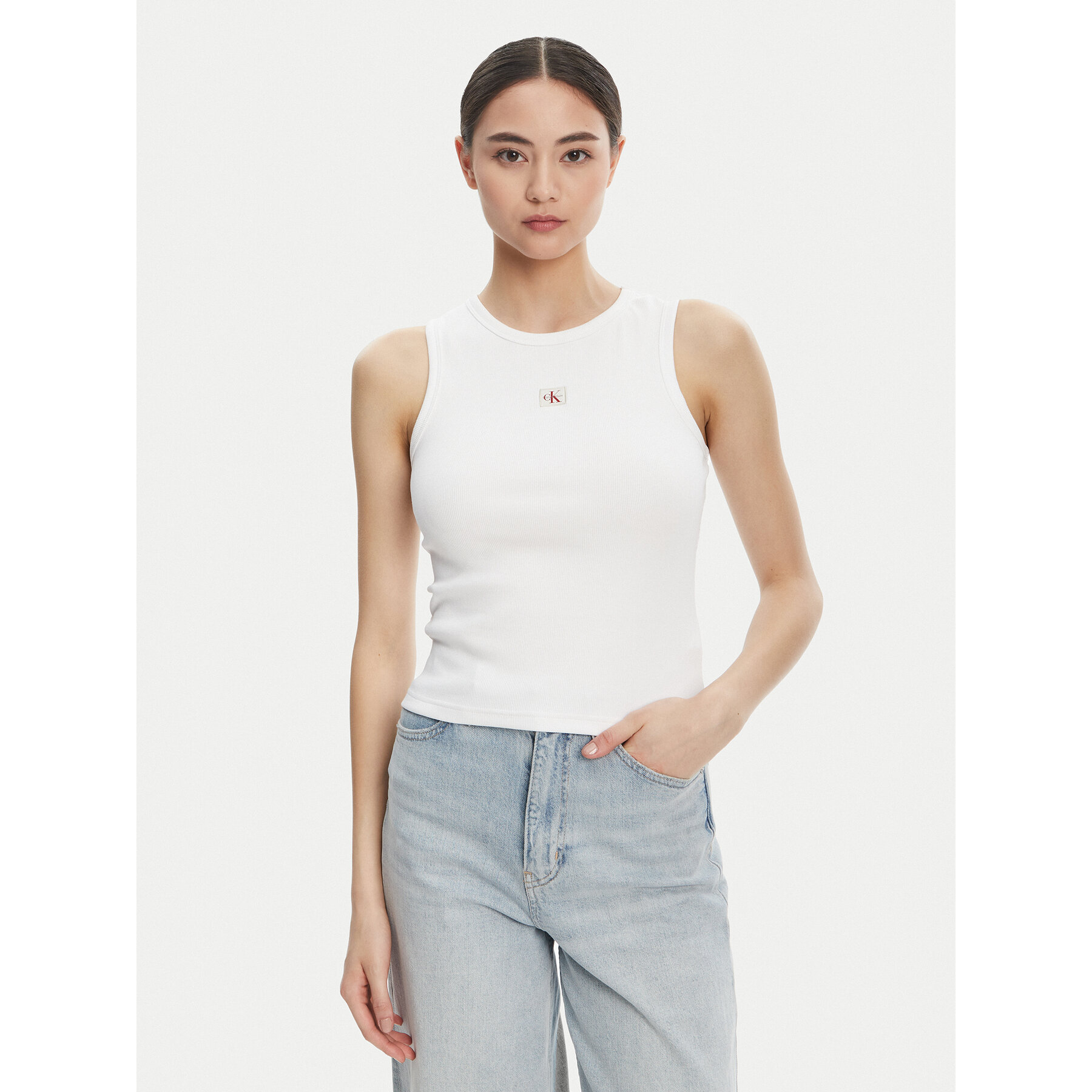 Calvin Klein Jeans Top LV047C201G Bijela Slim Fit
