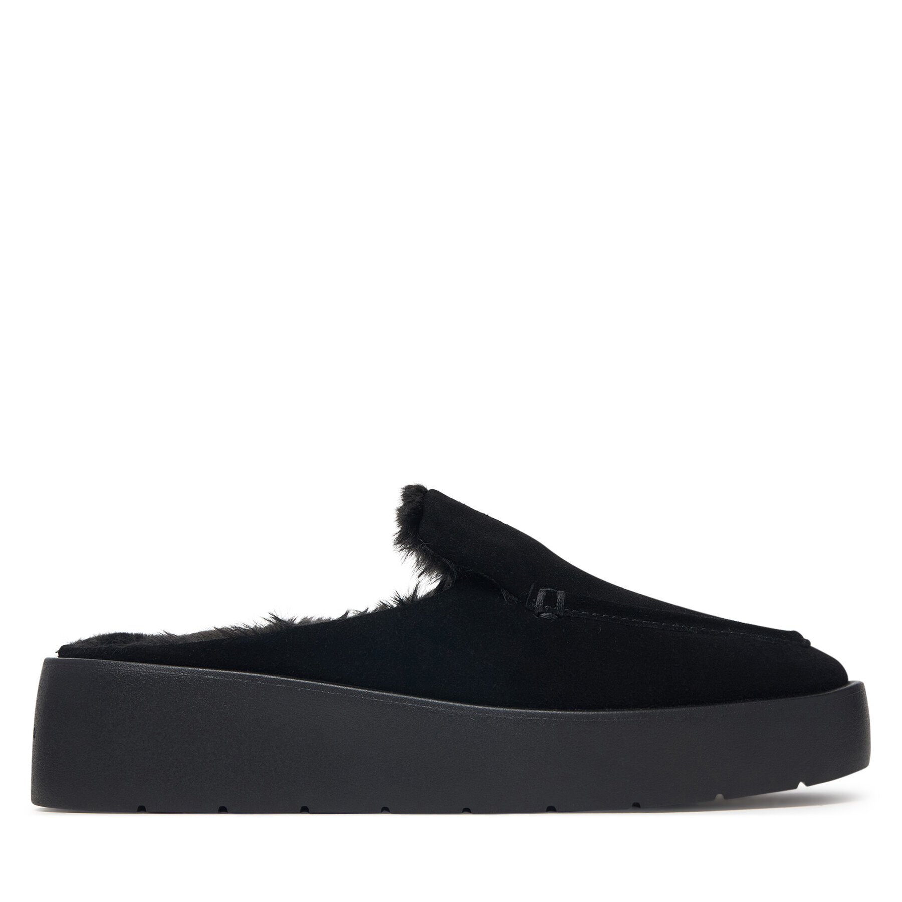 Natikače Calvin Klein Flatform Mule Suede WL HW0HW03182 Crna