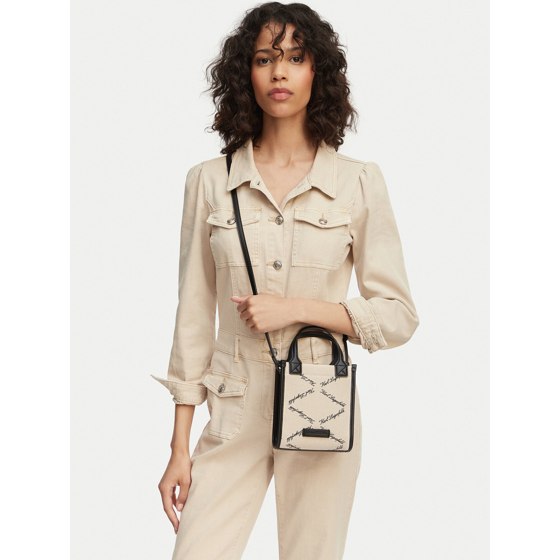 Geantă KARL LAGERFELD Ville B2W30278 Crem