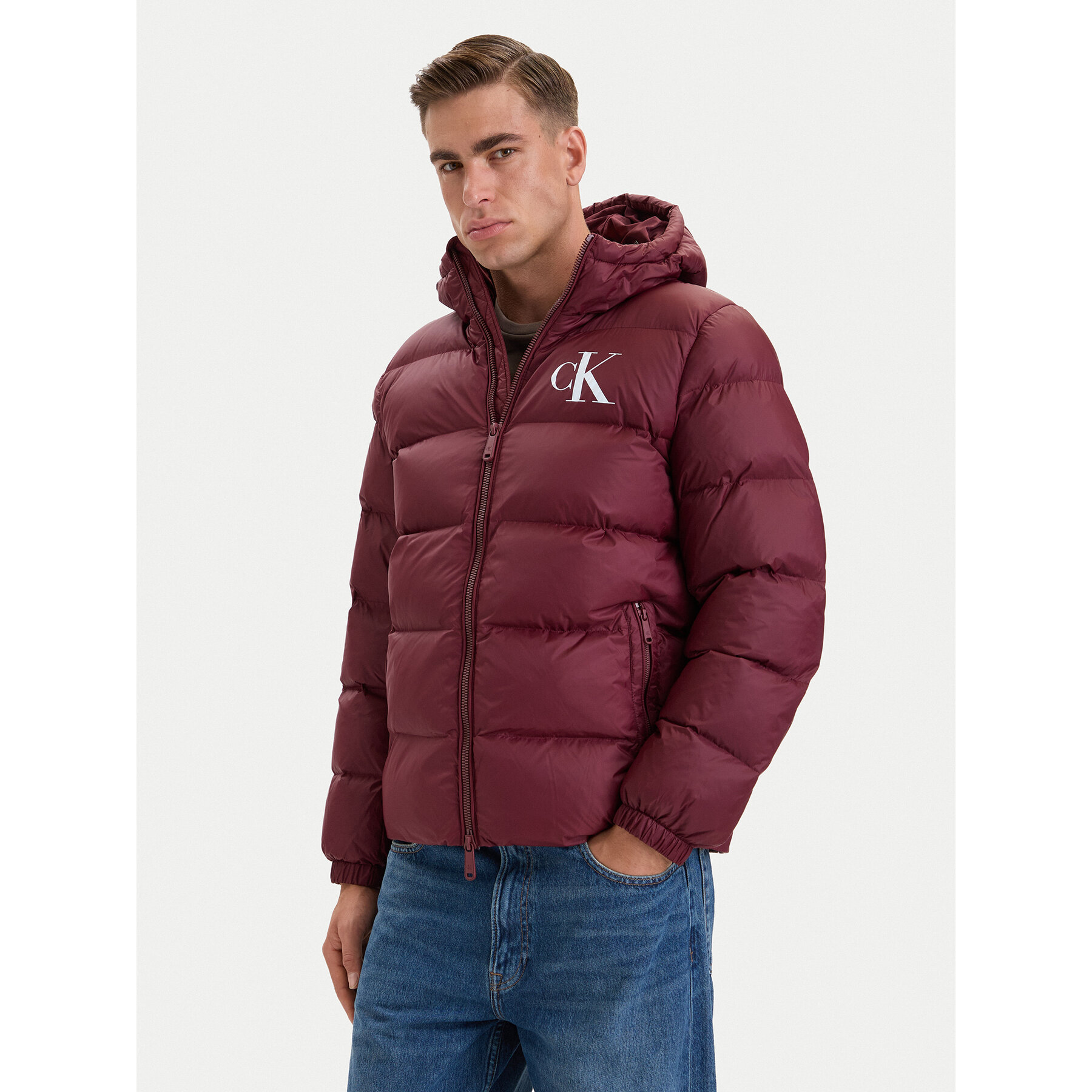 Calvin Klein Jeans Winterjacke LV04RG513G Dunkelrot Regular Fit