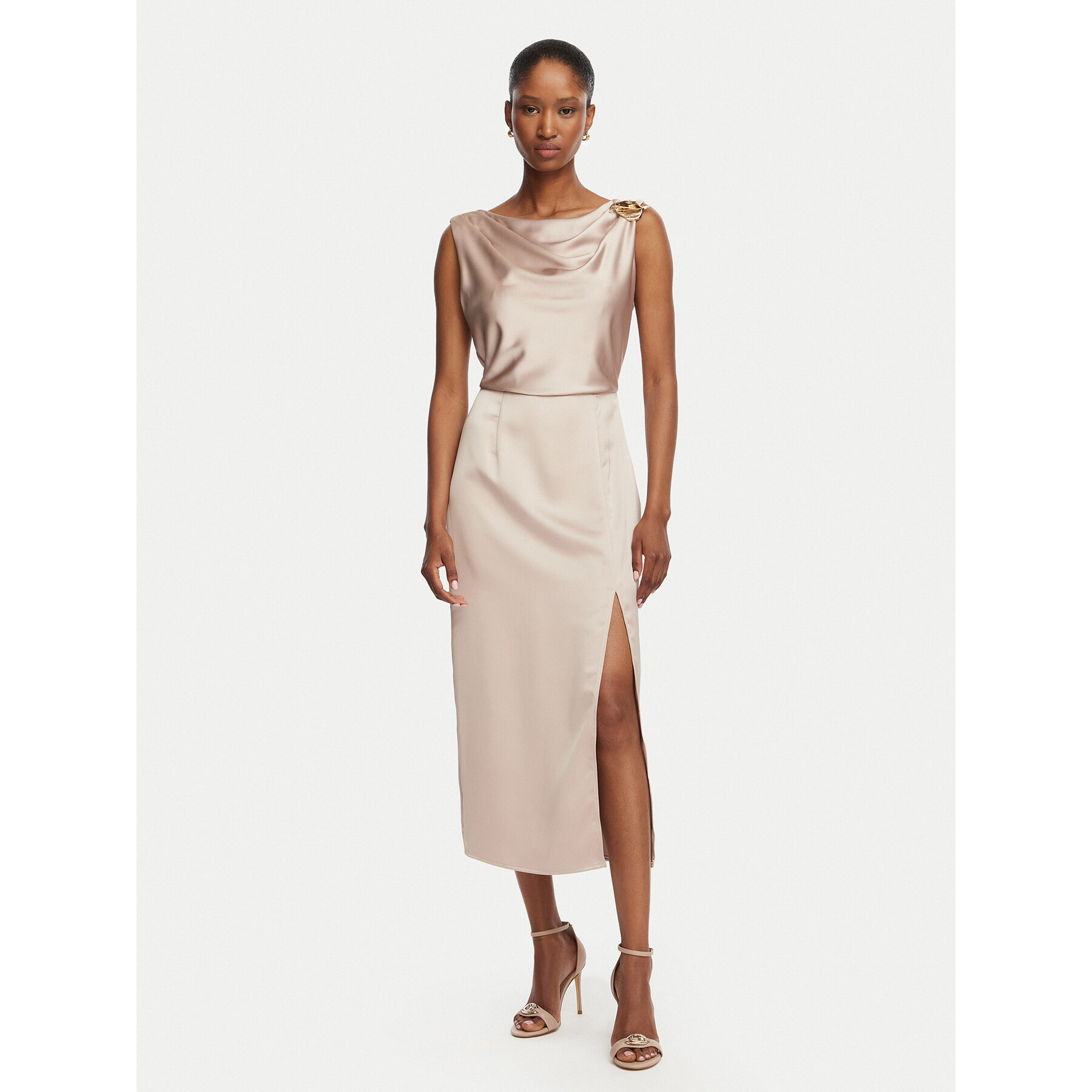 Rinascimento Coctailkleid CFC0128801003 Beige Slim Fit