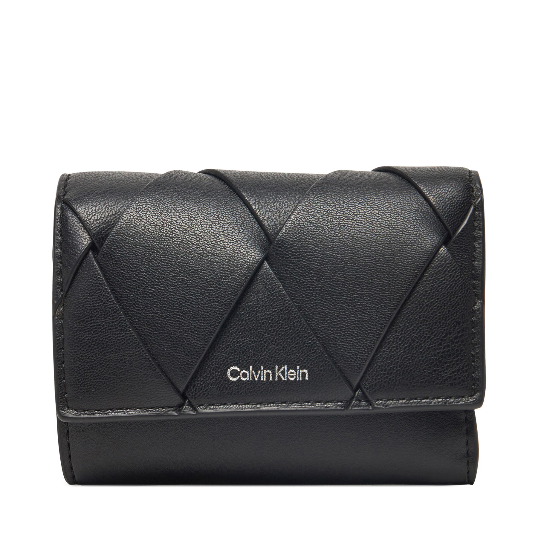 Damen Geldbörse Calvin Klein Ck Woven Small Trifold K60K612953 Schwarz, Größe 00