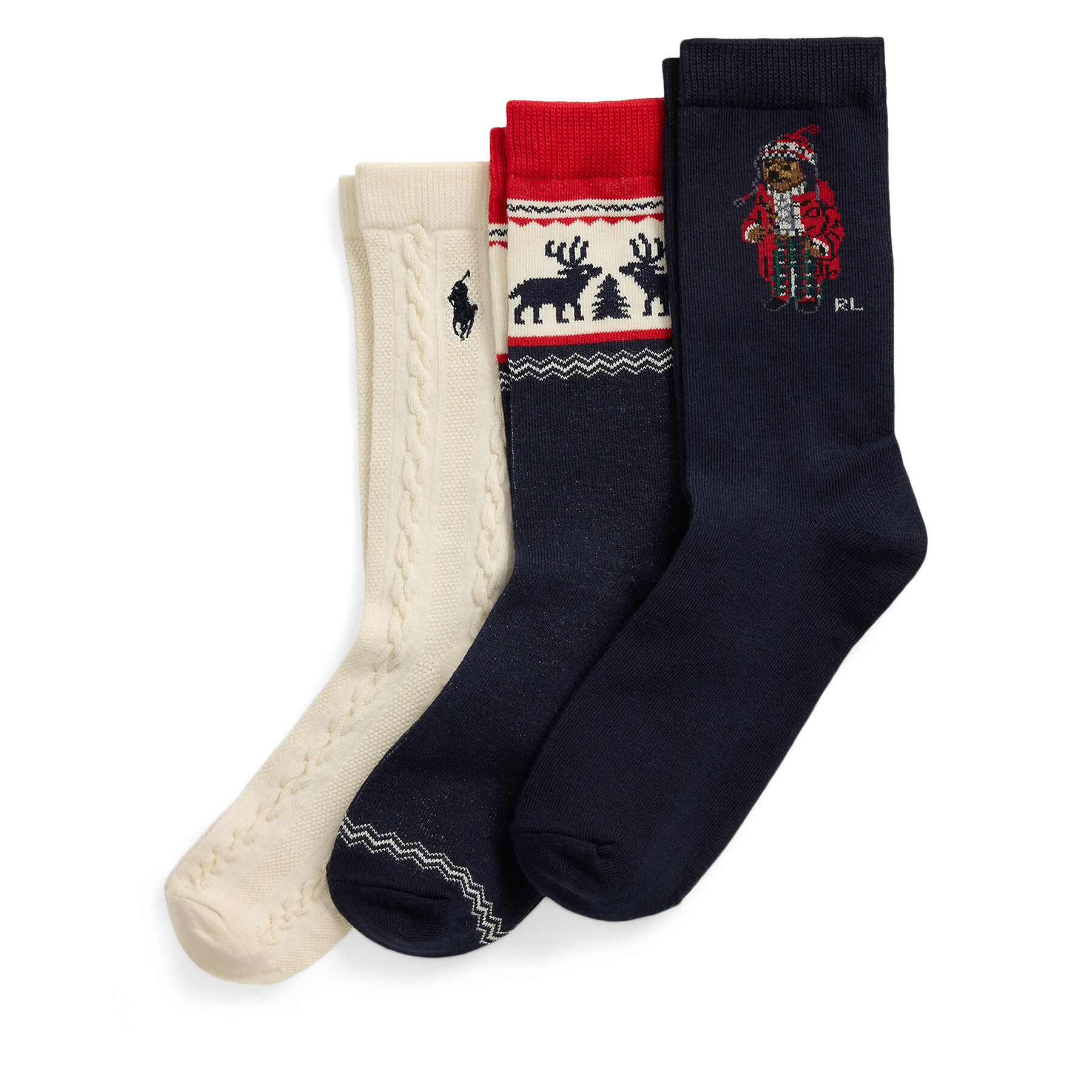 Lot de 3 paires de chaussettes hautes enfant Polo Ralph Lauren 444958812001 Bleu marine