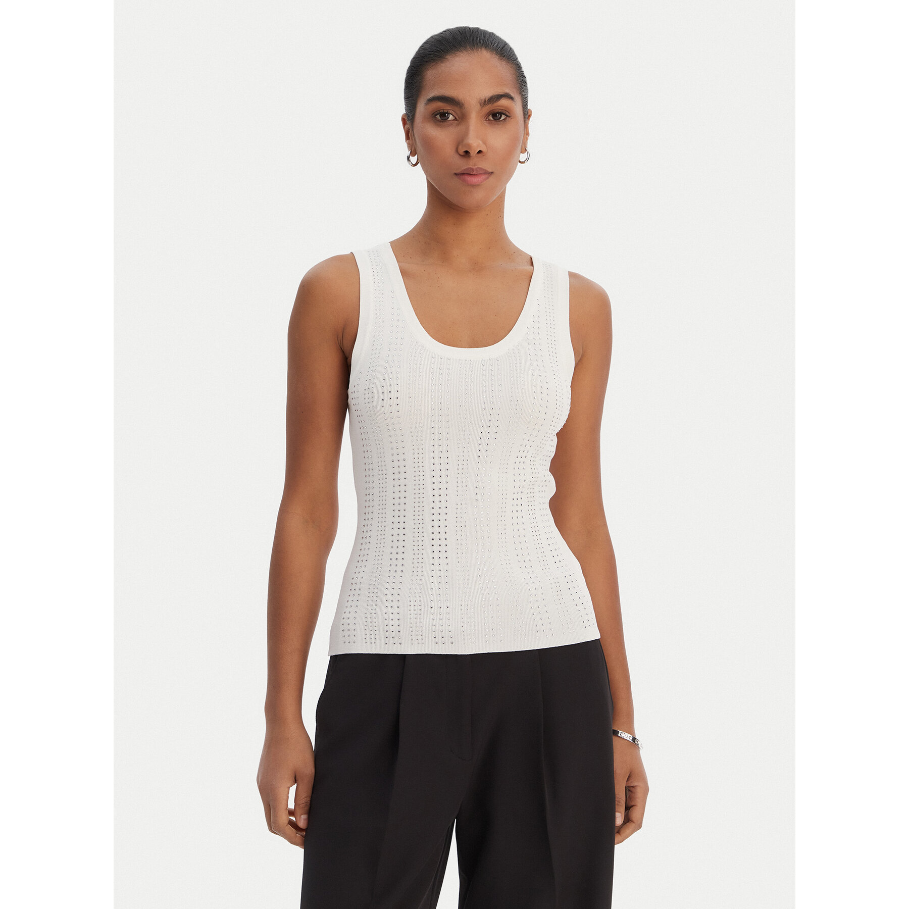 Fracomina Τοπ FR26ST4005K524R9 Εκρού Slim Fit