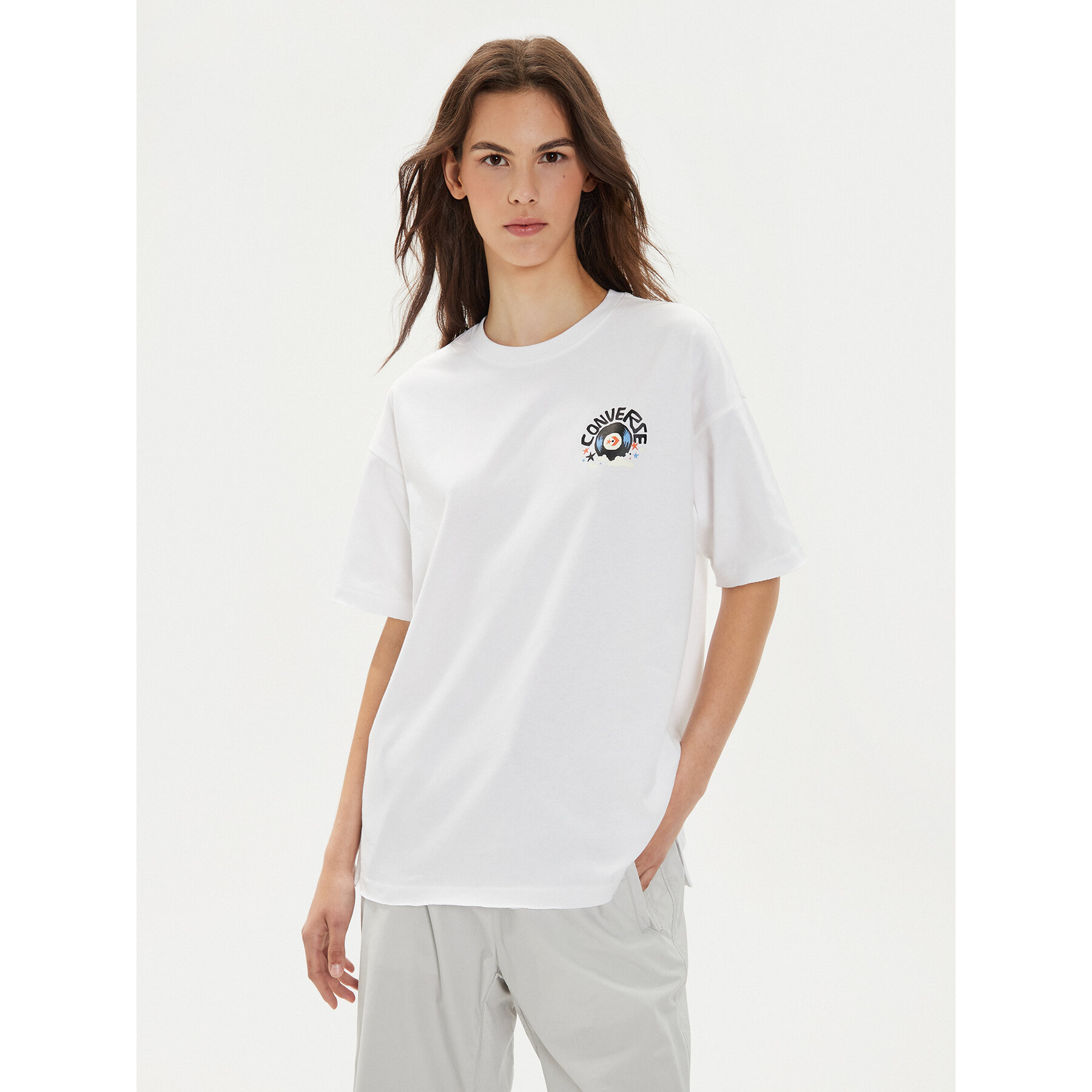 Converse Majica W Festival Music Girl Tee 10026373-A03 Bela Regular Fit