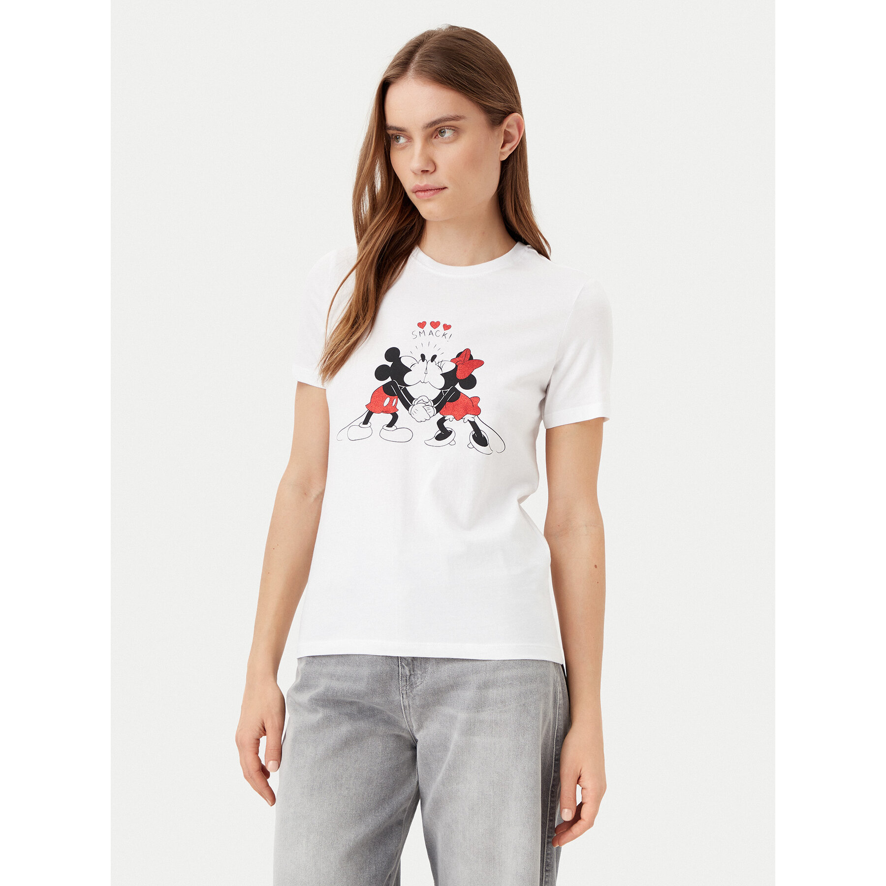ONLY Póló Mickey 15317991 Fehér Regular Fit