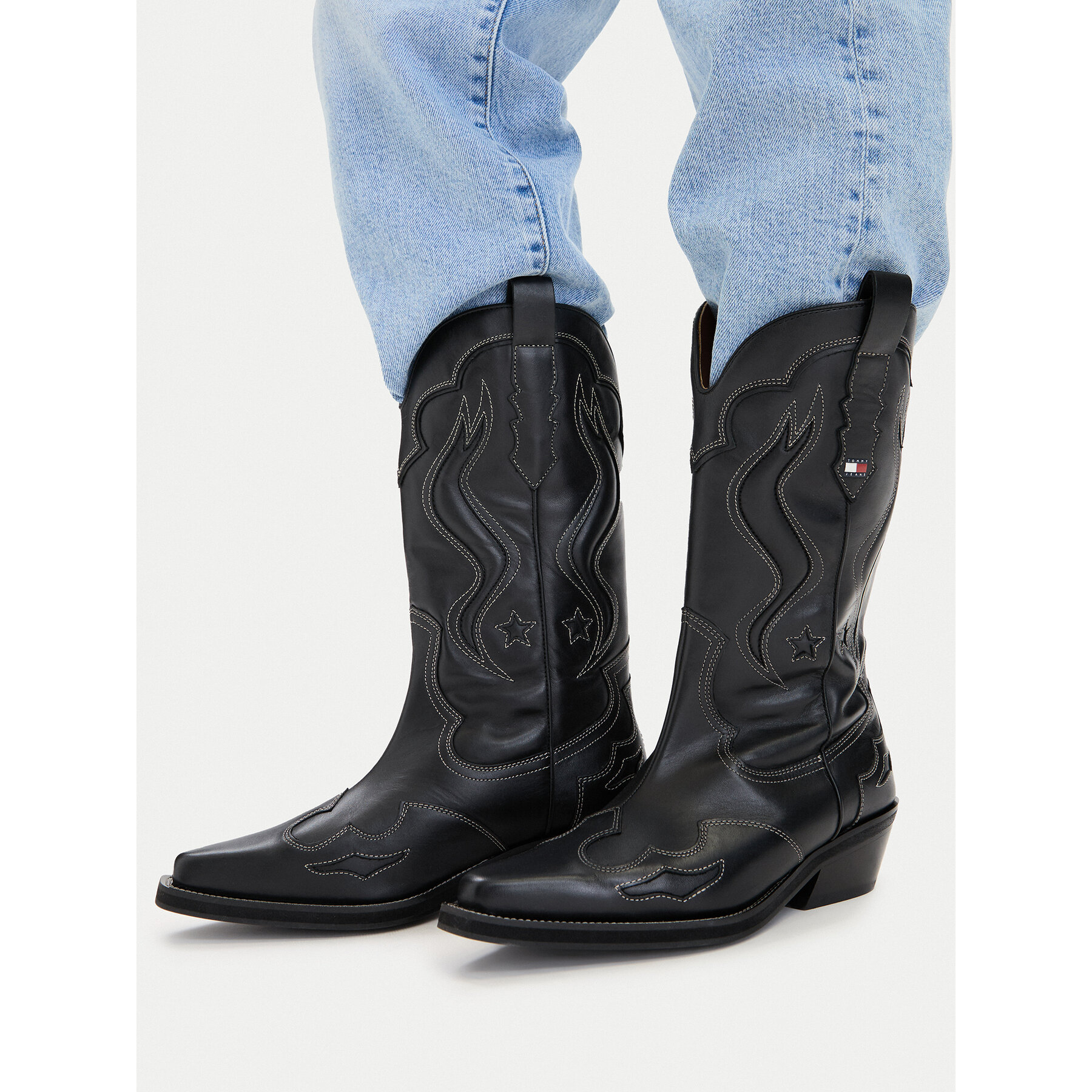 Tommy Jeans Καουμπόικες Μπότες & Μποτάκια Tommy Jeans Archive Cowboy Boot Leather EN0EN03046 Μαύρο