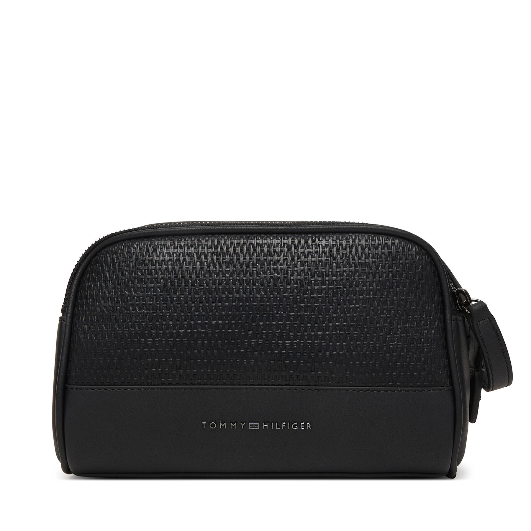 Smink táska Tommy Hilfiger Metal Logo Woven Washbag AM0AM14098 Fekete