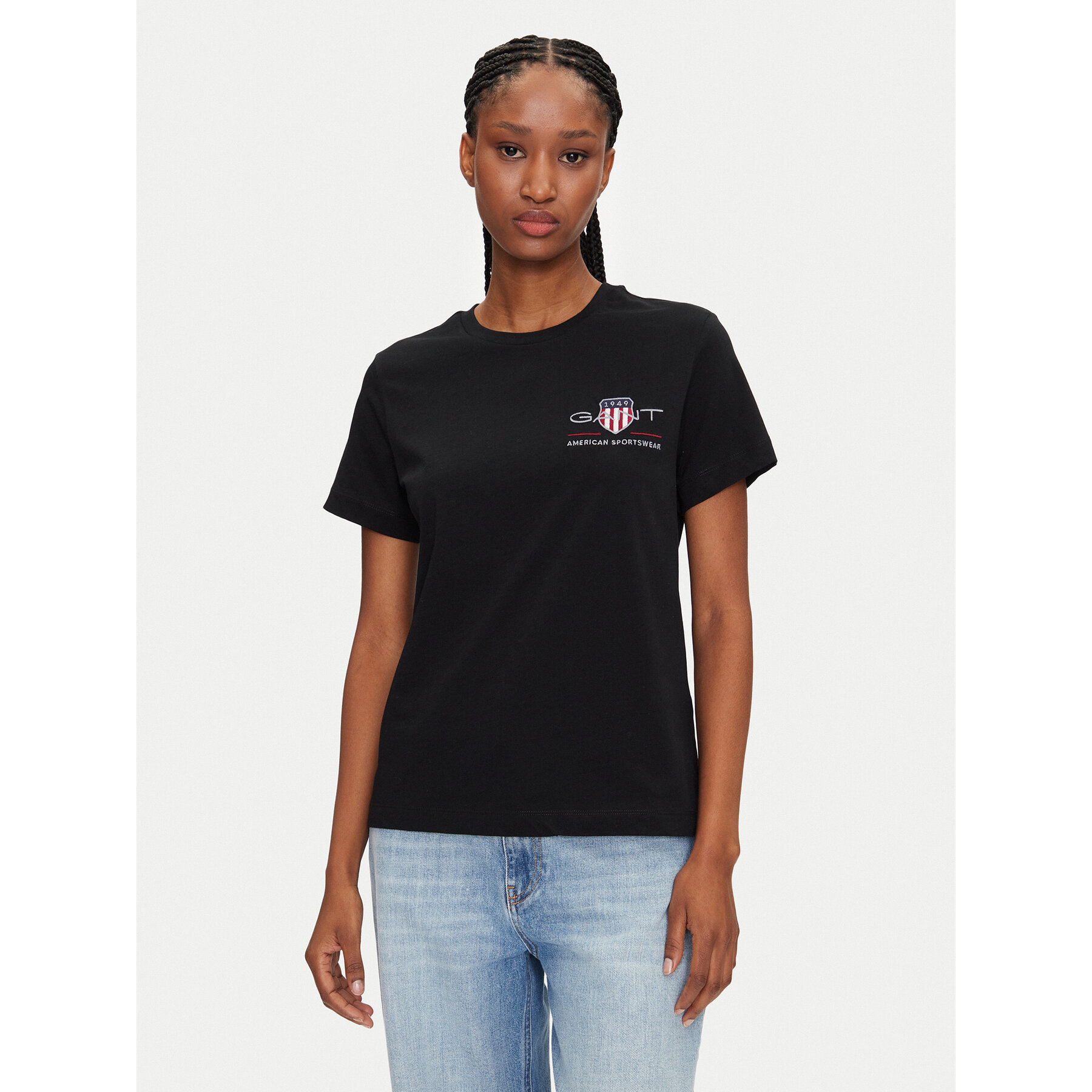 Gant T-shirt Bisiklet Yaka 4200277 Nero Regular Fit