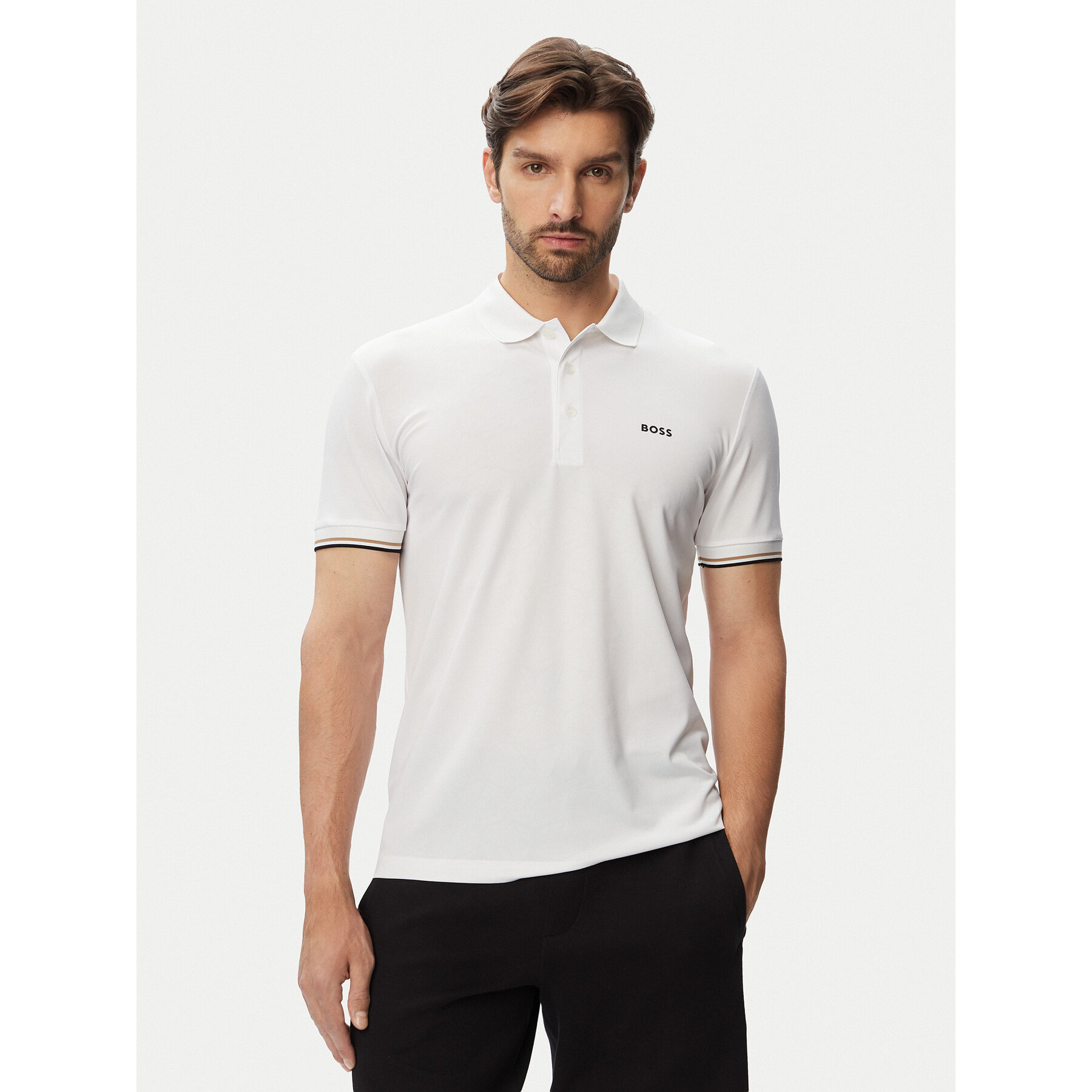 BOSS Polo majica Game 1 50564785 Bela Slim Fit