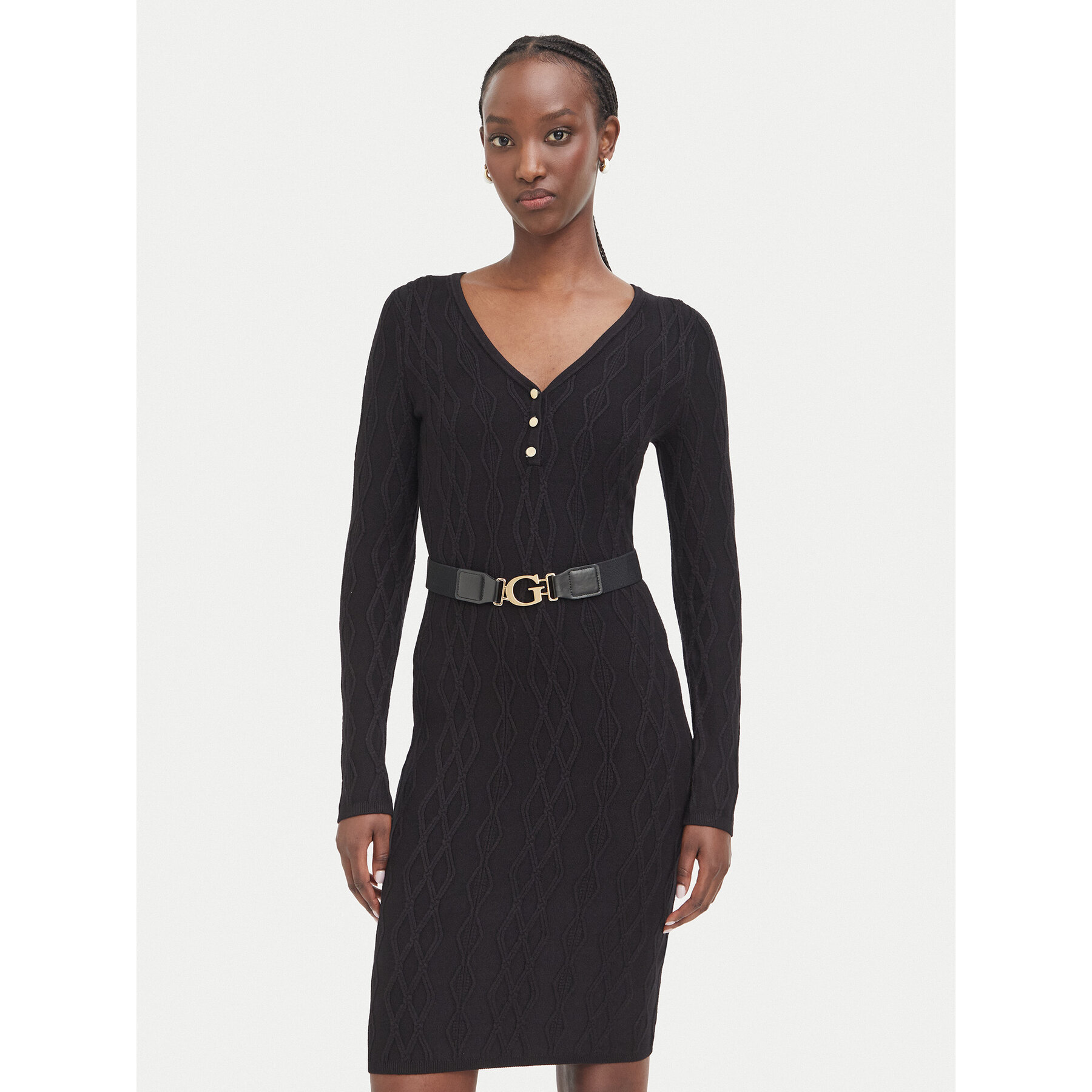 Guess Strickkleid W6BK62 Z1567 Schwarz Regular Fit