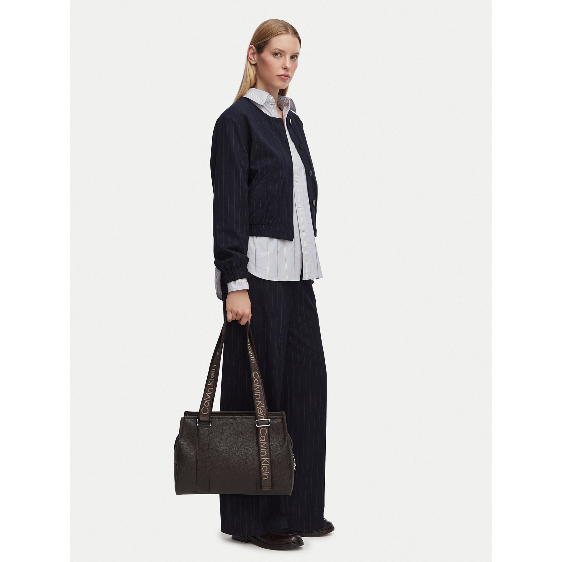 Ročna torba Calvin Klein Webbing Adj Strap Tote LV04F3644G Rjava