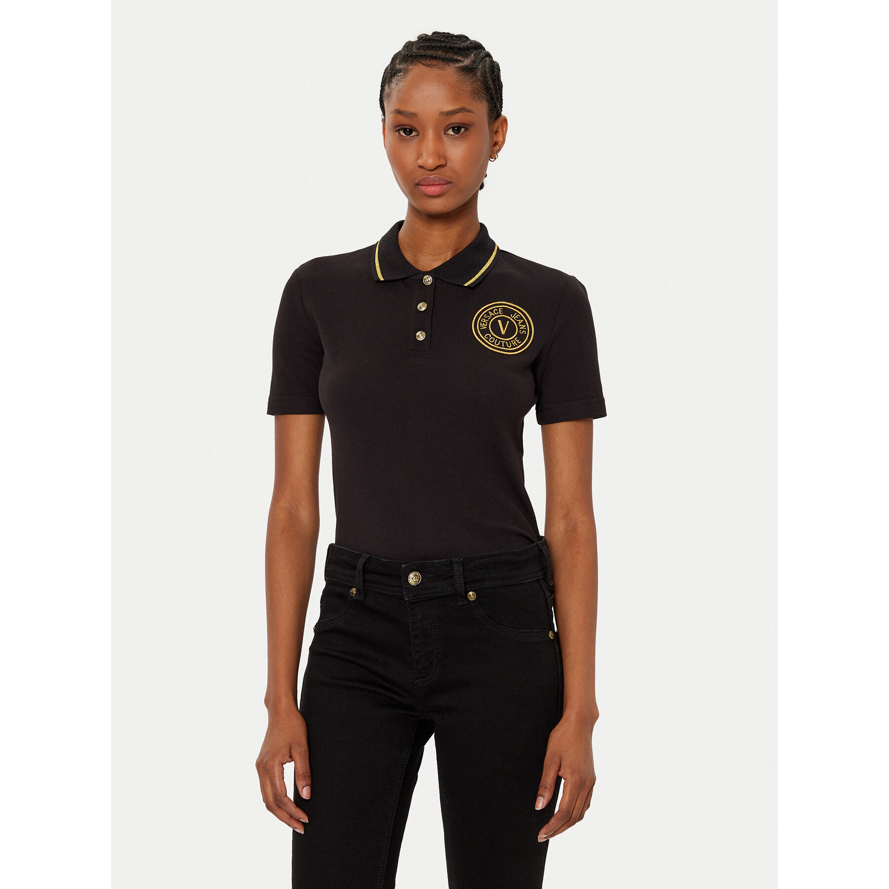 Versace Jeans Couture Polo majica 78HAGT00 Črna Regular Fit