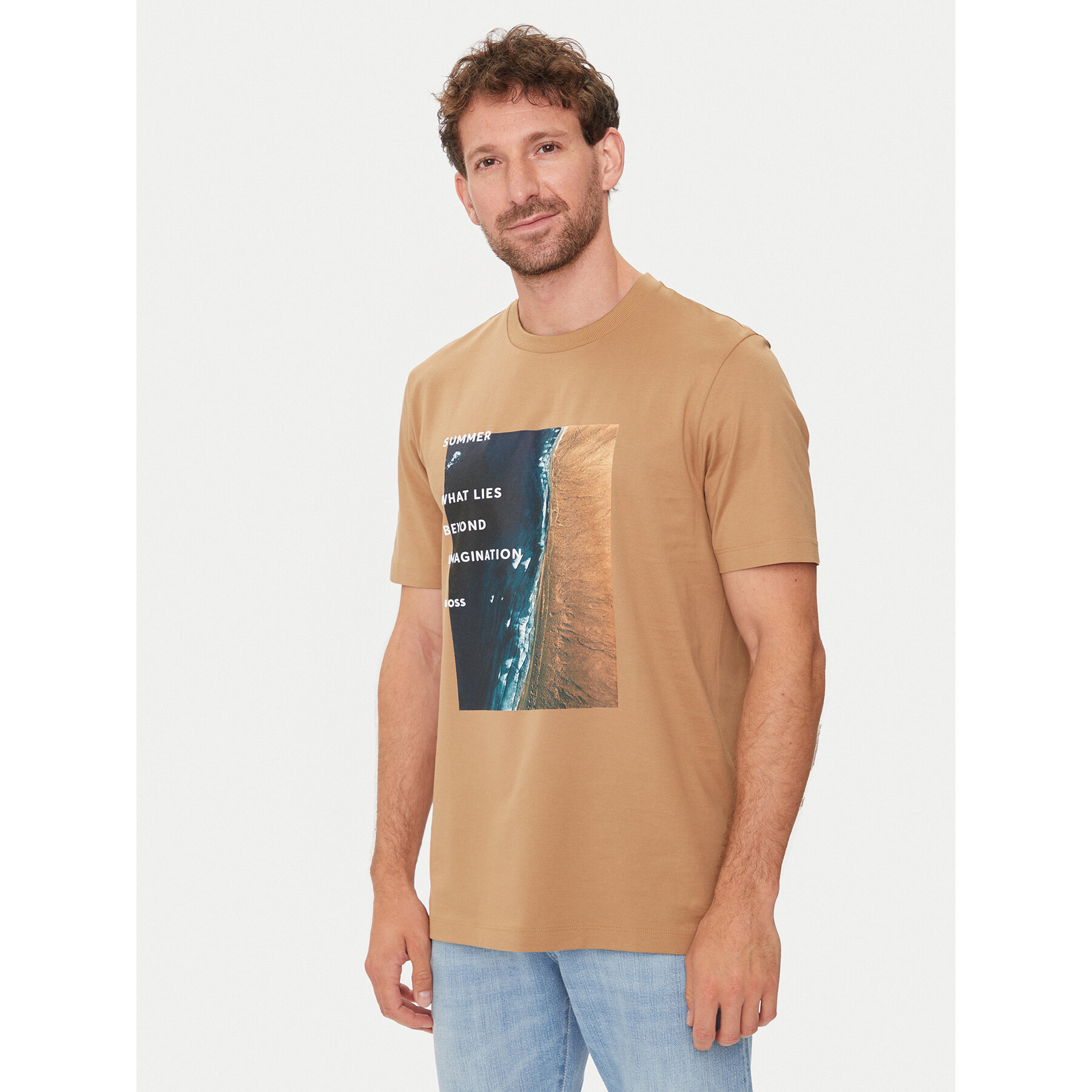 Boss T-shirt Tiburt 388 50512132 Beige Regular Fit