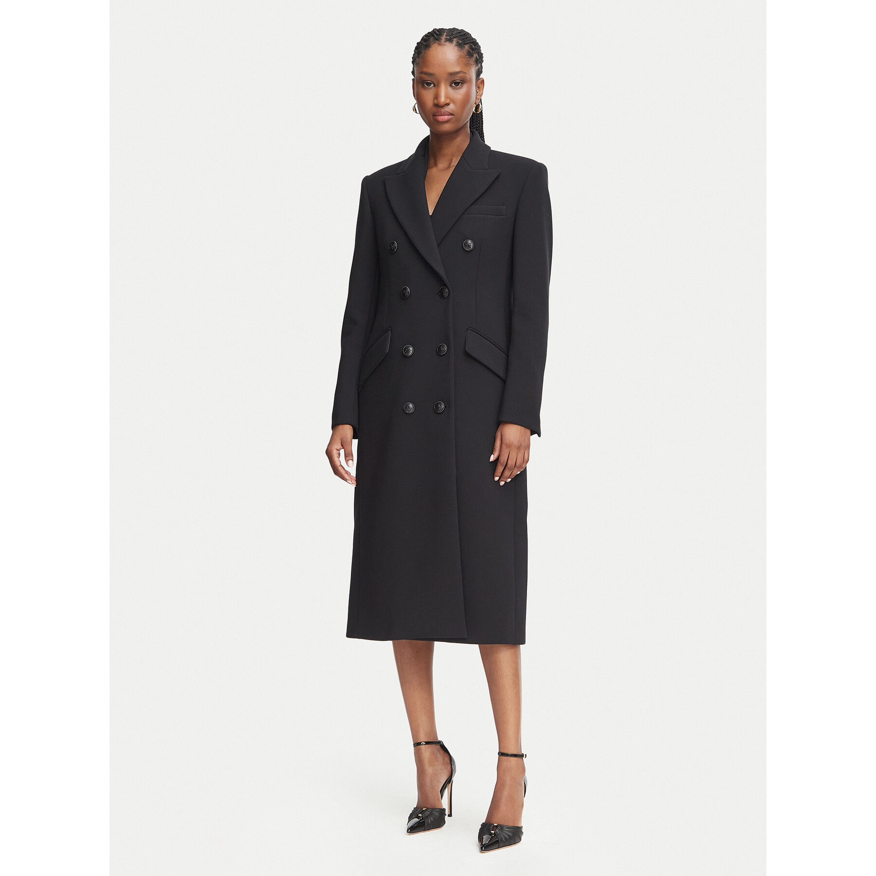 Elisabetta Franchi Übergangsmantel CP-008-66E2-V900 Schwarz Regular Fit