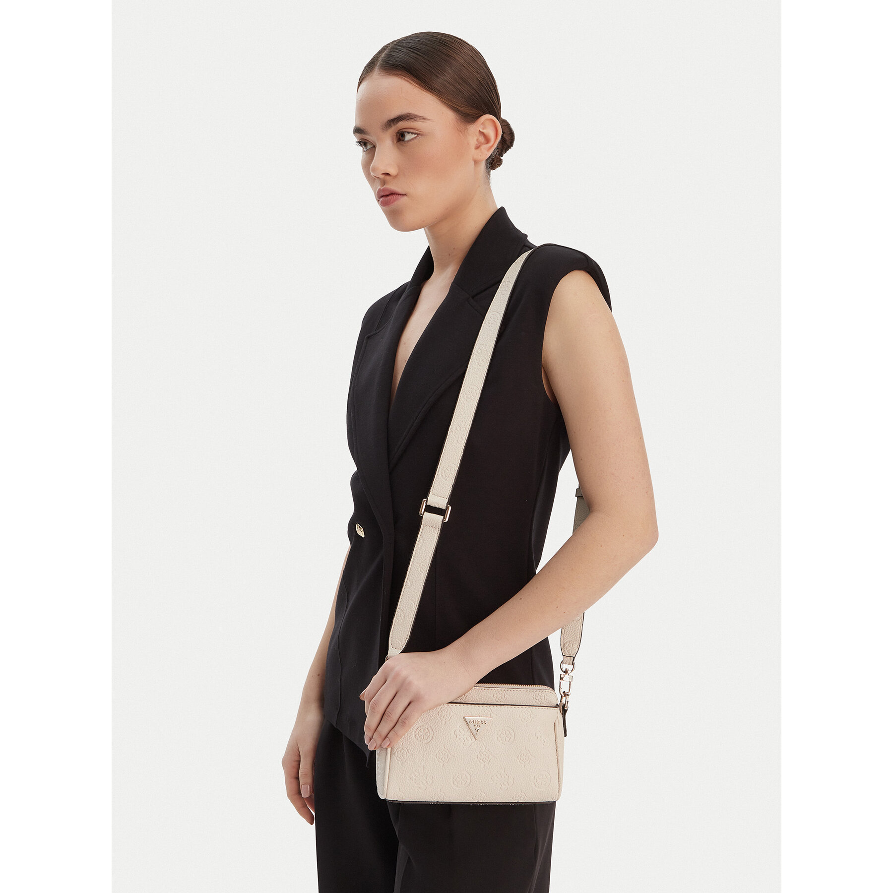 Geantă Guess Cresidia II Mini HWPD98 88720 Écru