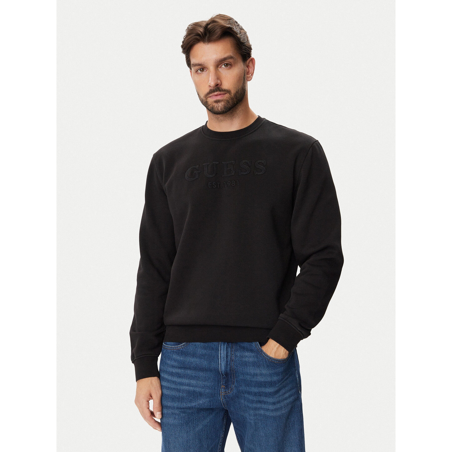 Guess Sweatshirt M6BQ08 K6159 Schwarz Regular Fit