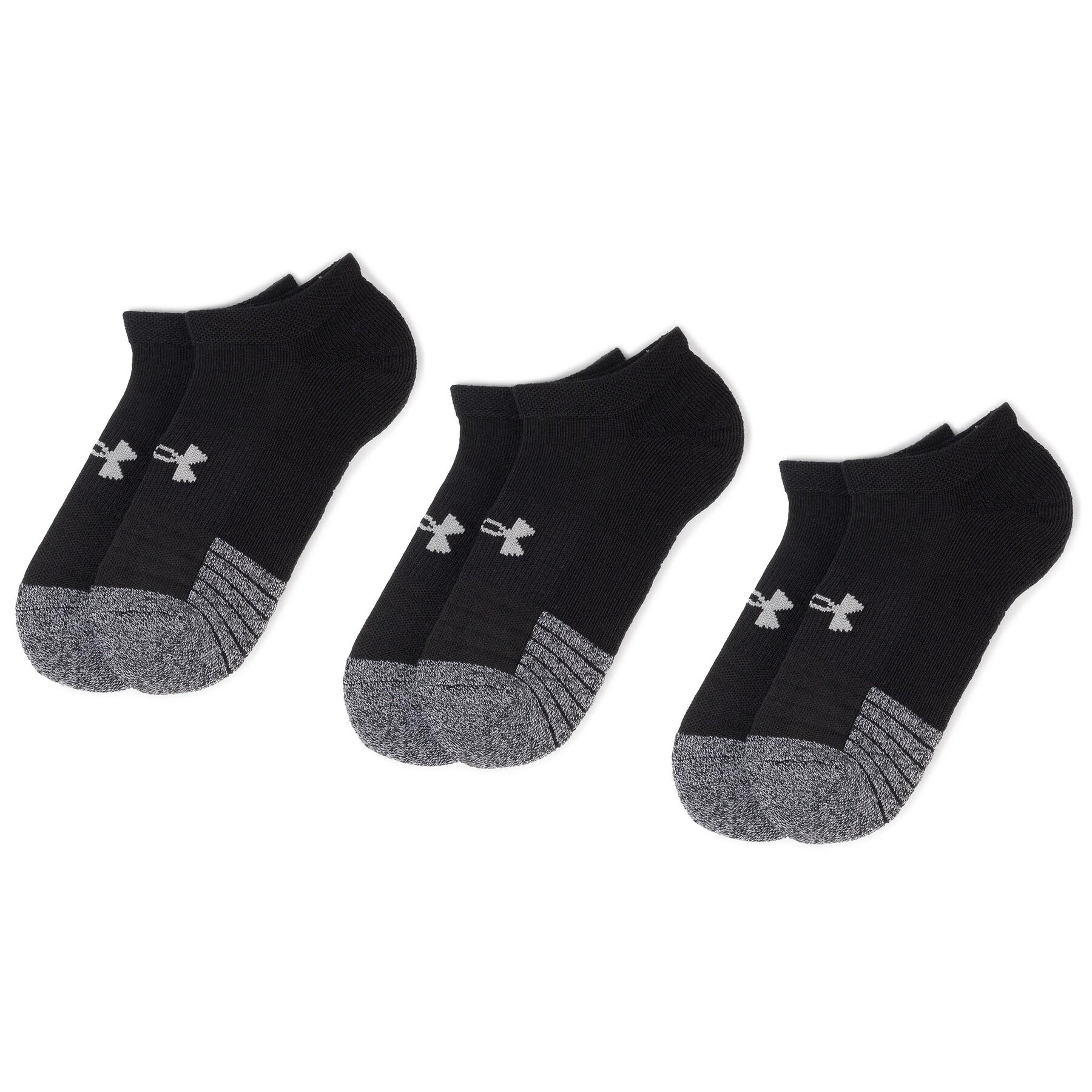 Lot de 3 paires de chaussettes basses unisexe Under Armour Heatgear No Show Sock 1346755-001 Noir