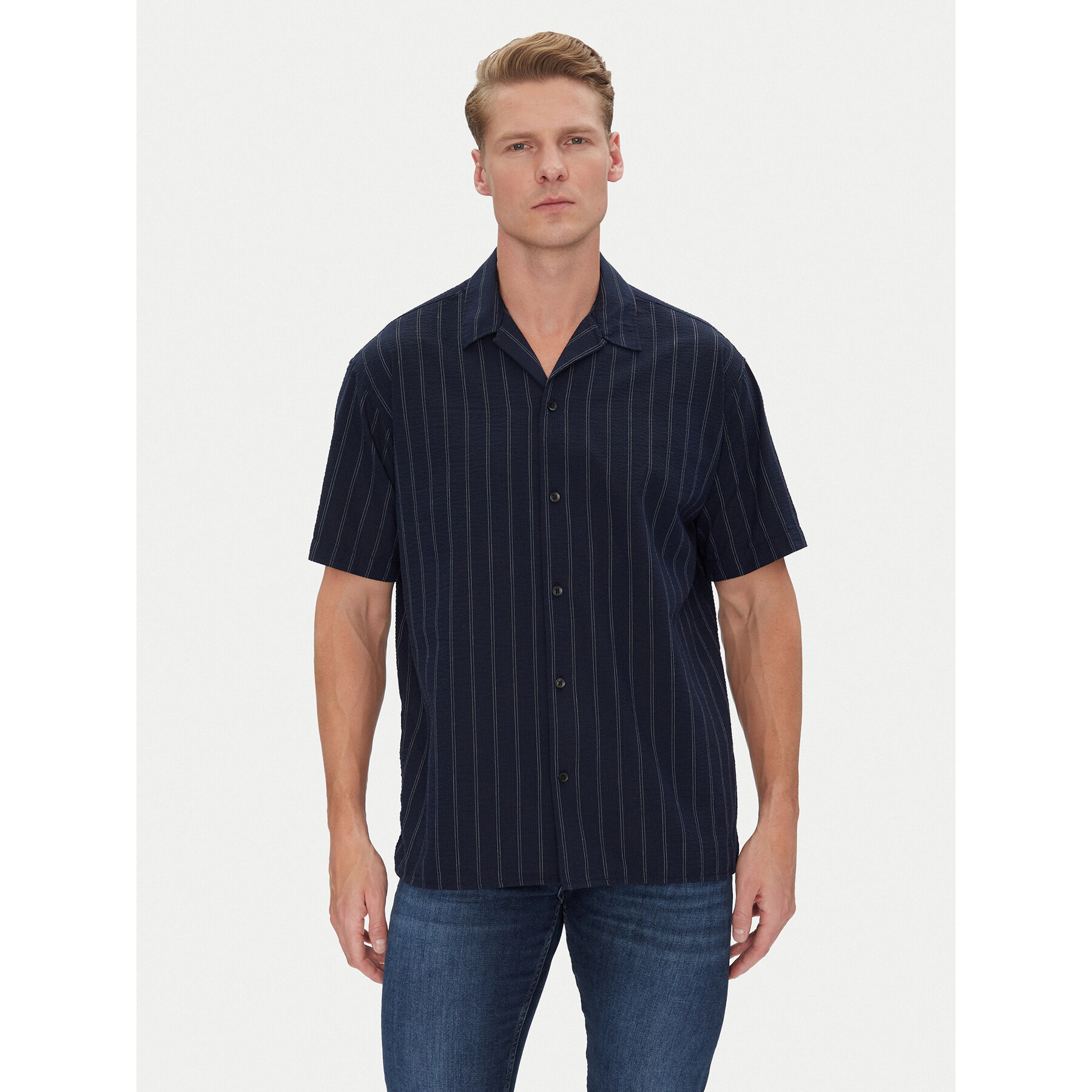 Jack & Jones Hemd Luke 12271099 Dunkelblau Relaxed Fit