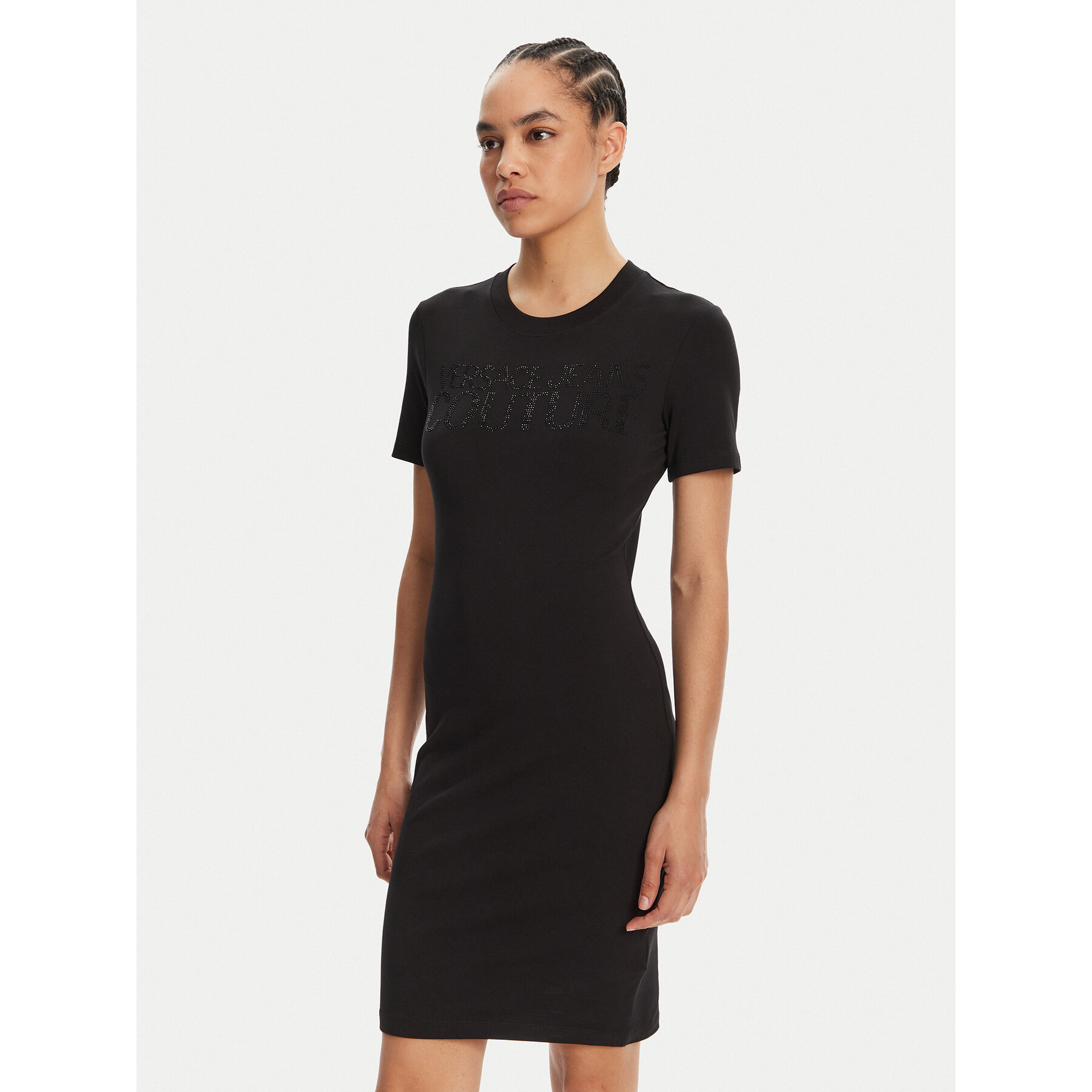 Versace Jeans Couture Kleid für den Alltag 78HAOS04 Schwarz Slim Fit