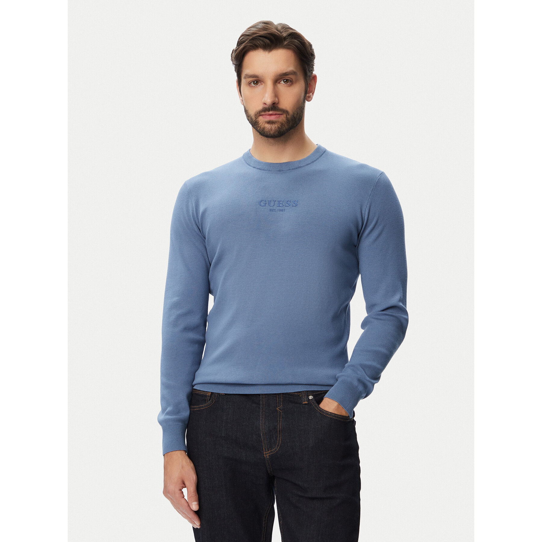 Guess Pullover M6YR12 Z0917 Blau Regular Fit