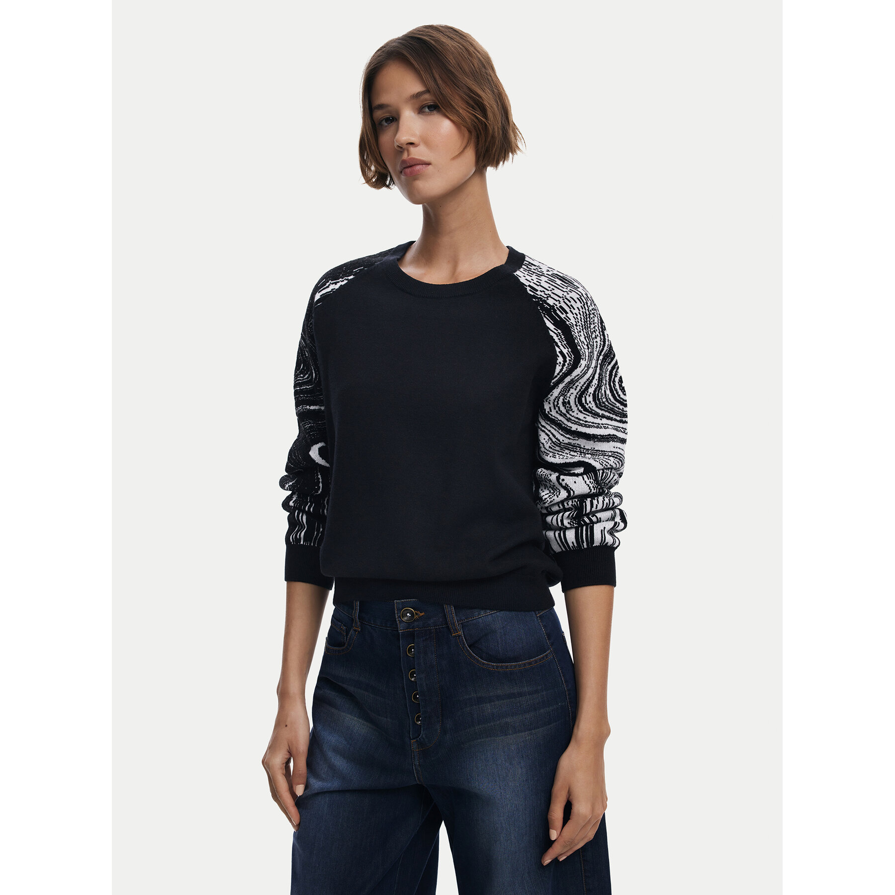 Desigual Pullover Kodiak 25WWJF28 Schwarz Regular Fit
