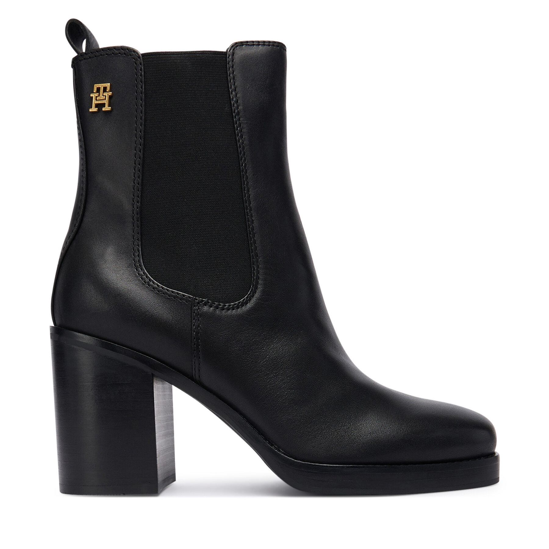 Botine Tommy Hilfiger Square Toe Chelsea High Block Hl FW0FW08844 Negru