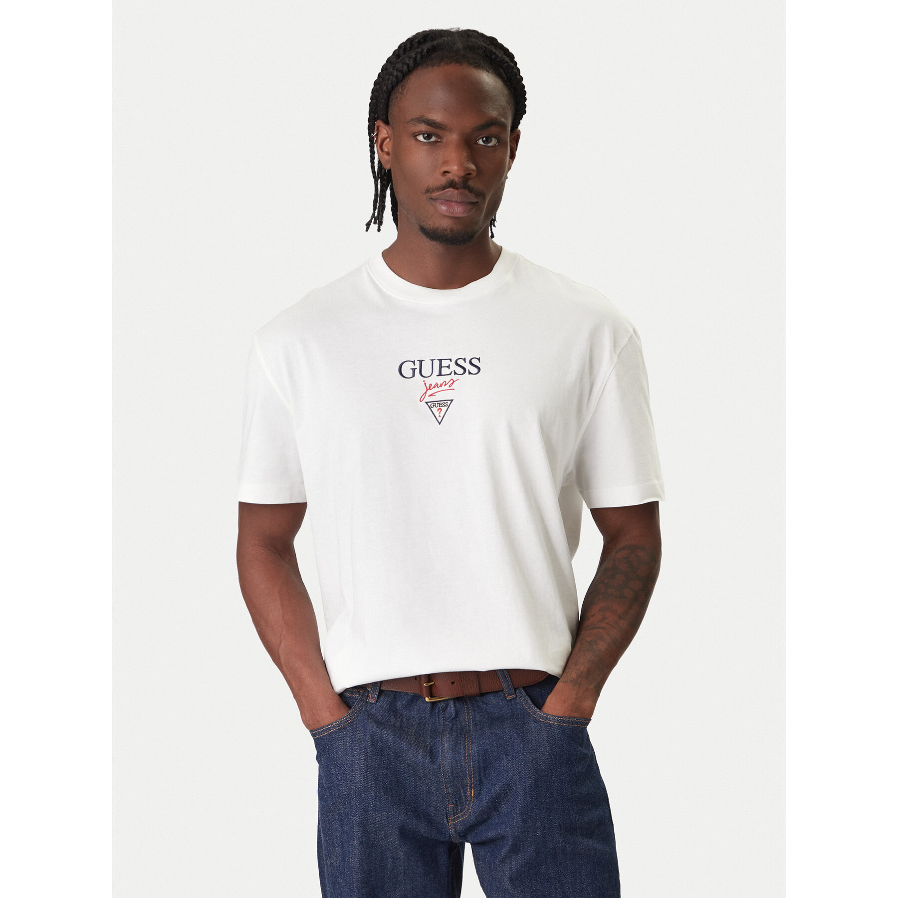 Guess Jeans T-Shirt M6RI45 K8HM0 Λευκό Oversize