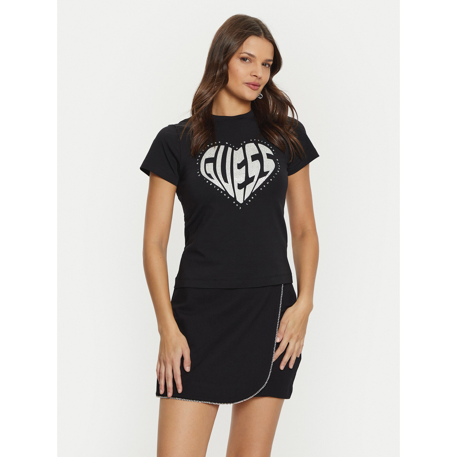 Guess T-Shirt V5RI08 J1314 Μαύρο Slim Fit