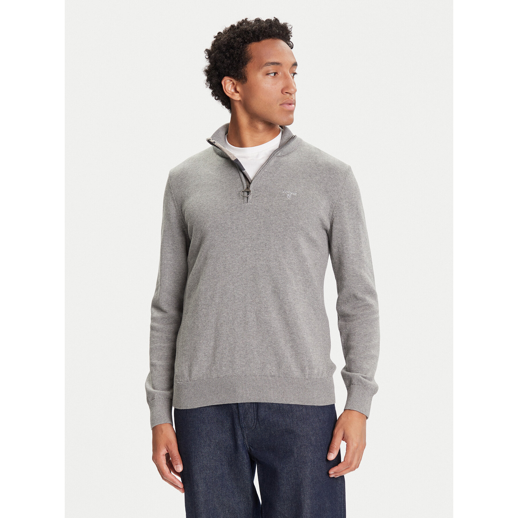 Barbour Pullover Half Zip MKN1074GY52 Grau Regular Fit