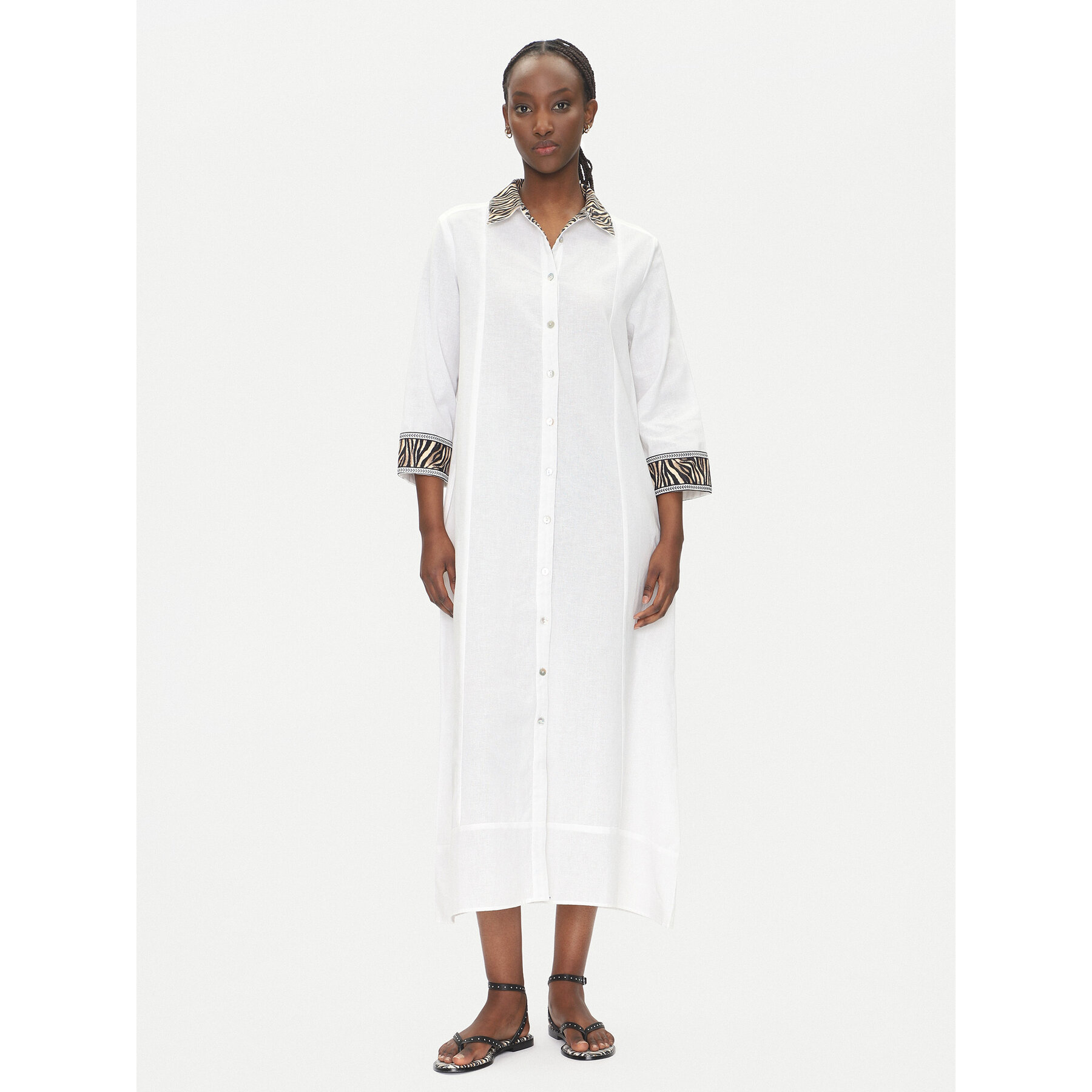 LOLA CASADEMUNT Hemdkleid LS2516042 Weiß Relaxed Fit