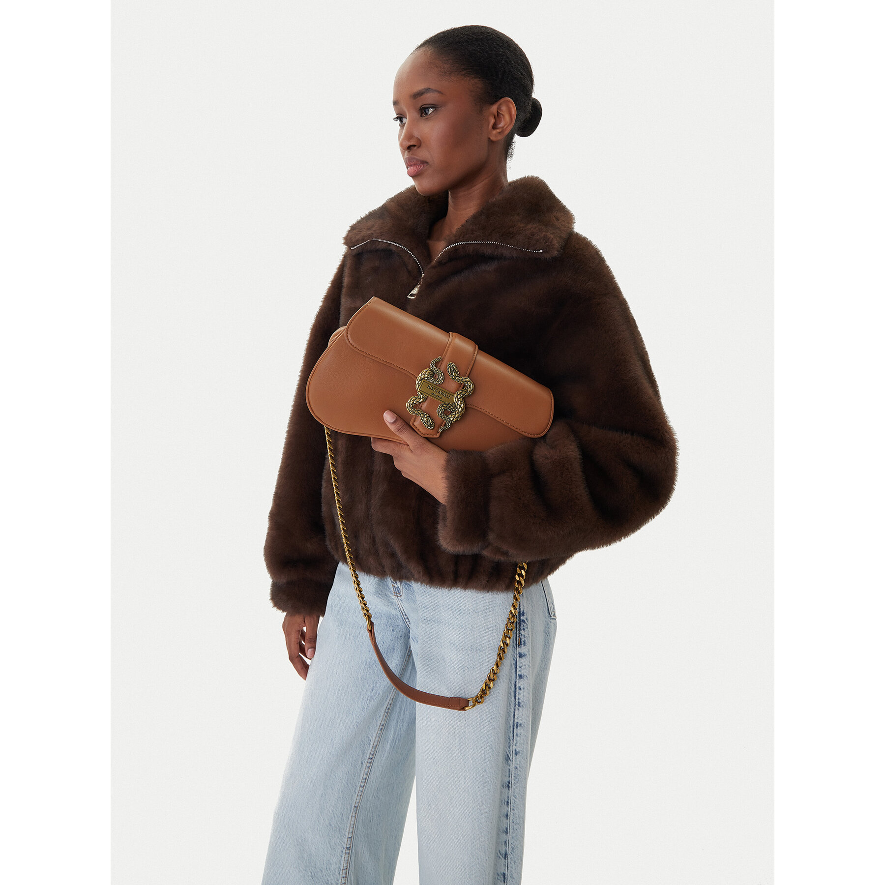 Geantă Just Cavalli 79RA4BA1 ZSA89 Maro