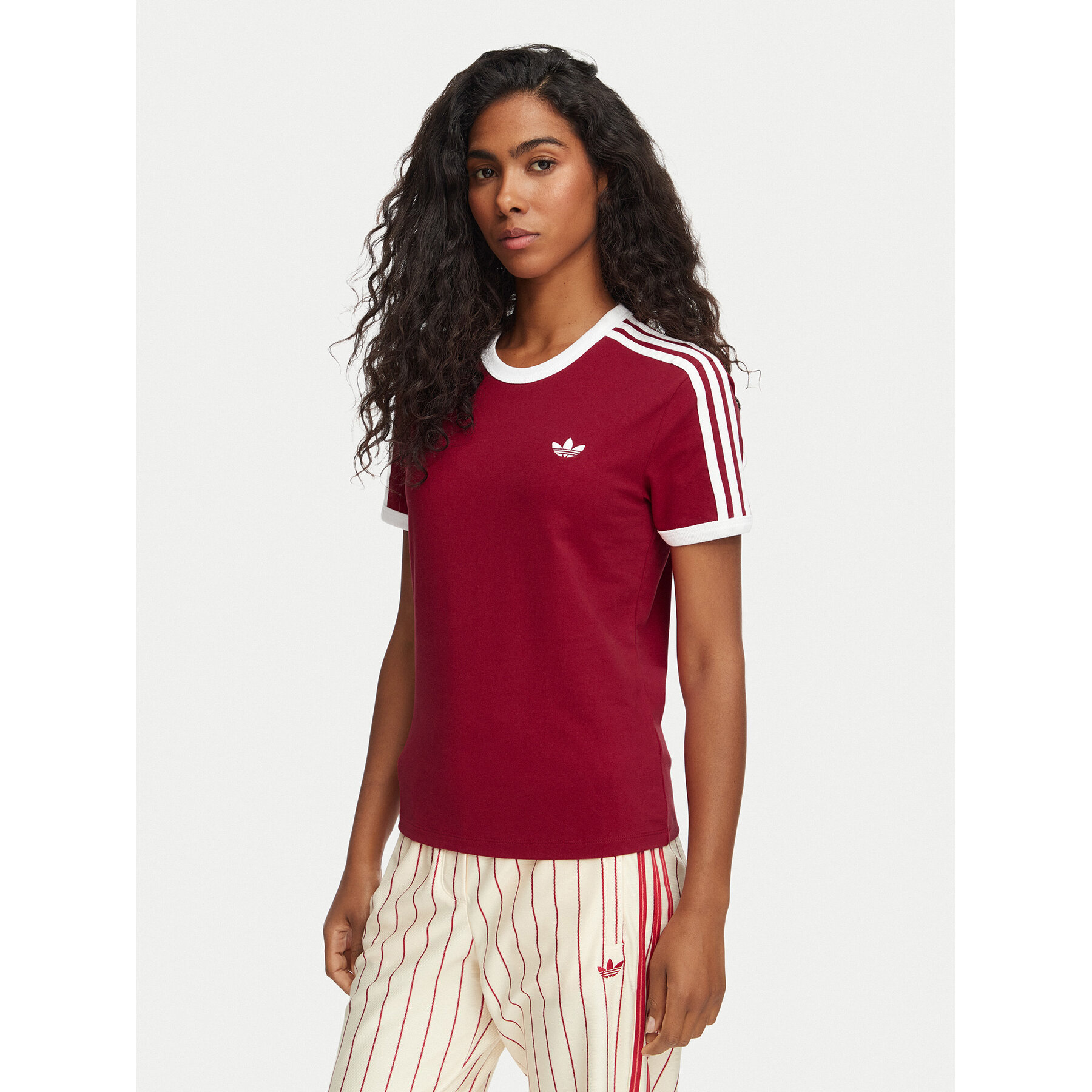 adidas T-Shirt 3-Stripes Slim KS4779 Rot Regular Fit