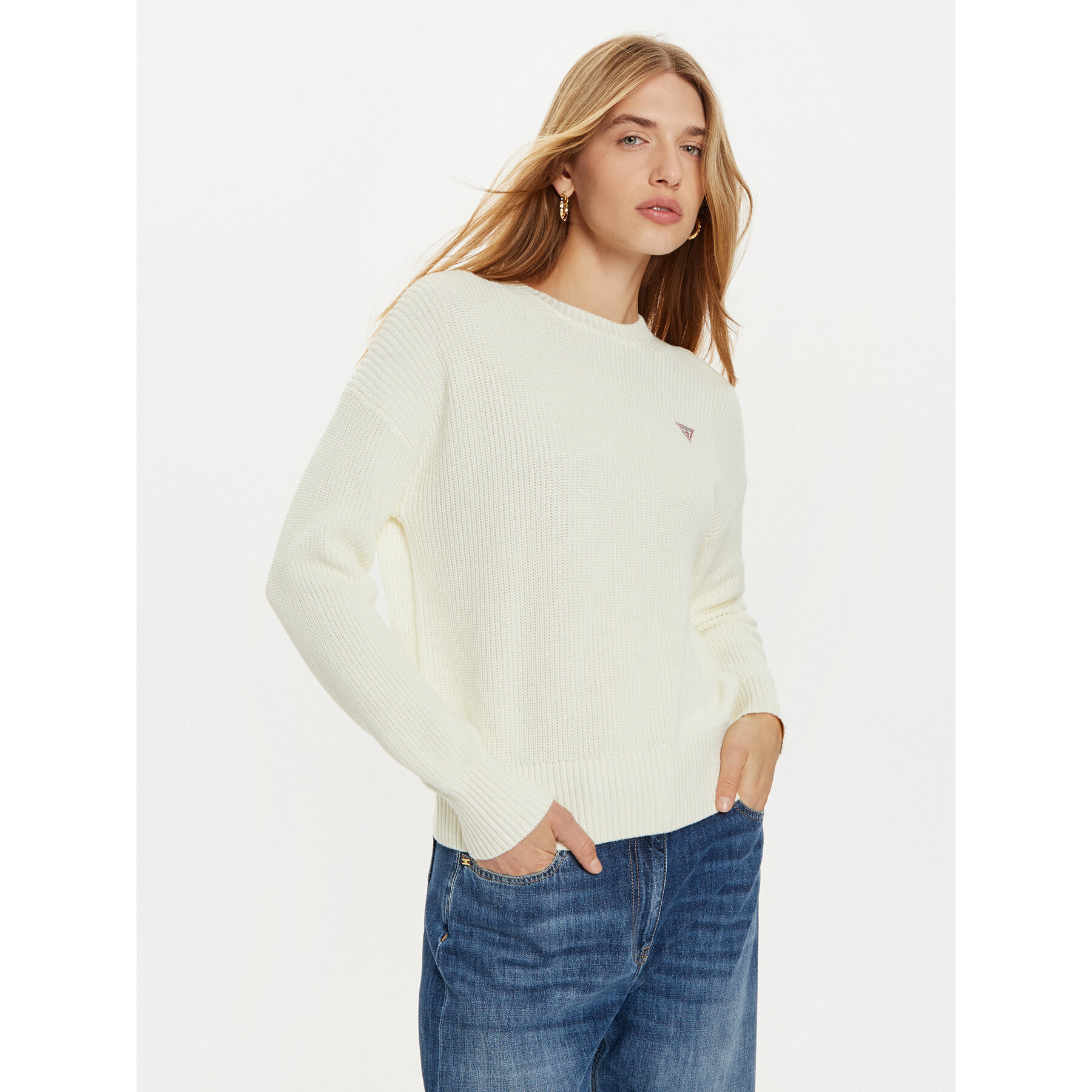 Guess Jeans Pullover W4BR08 Z3HM1 Écru Regular Fit