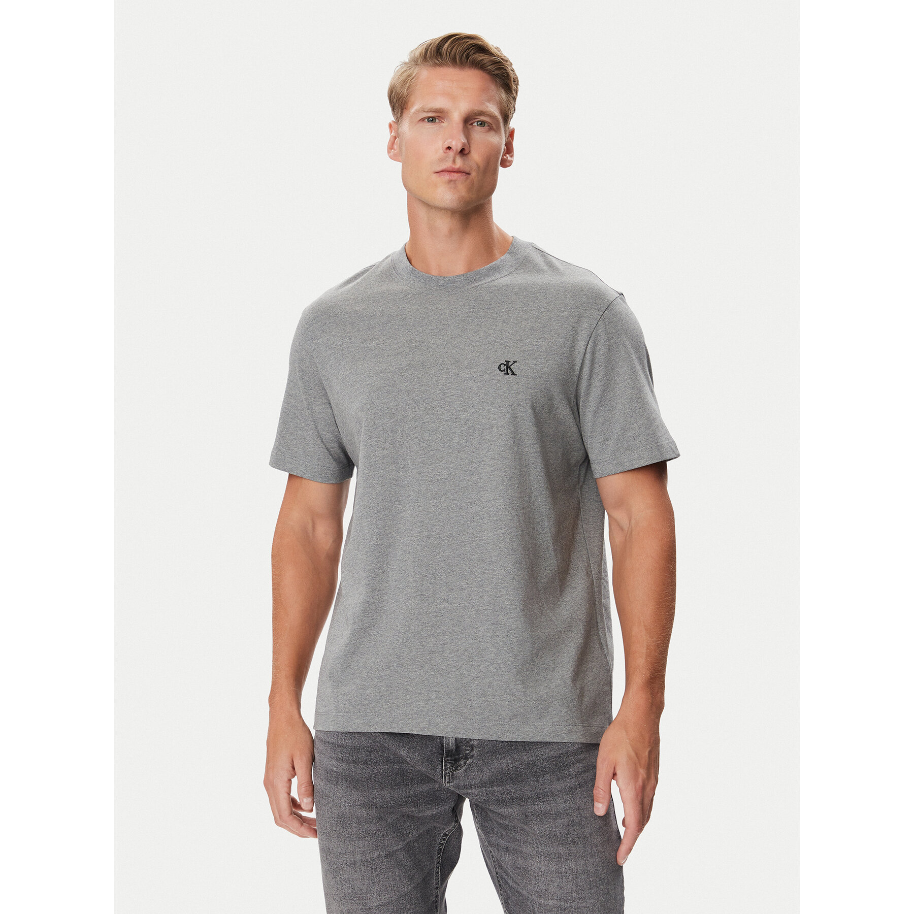 Calvin Klein Jeans T-Shirt Easy Monologo LV04RC275G Grau Regular Fit