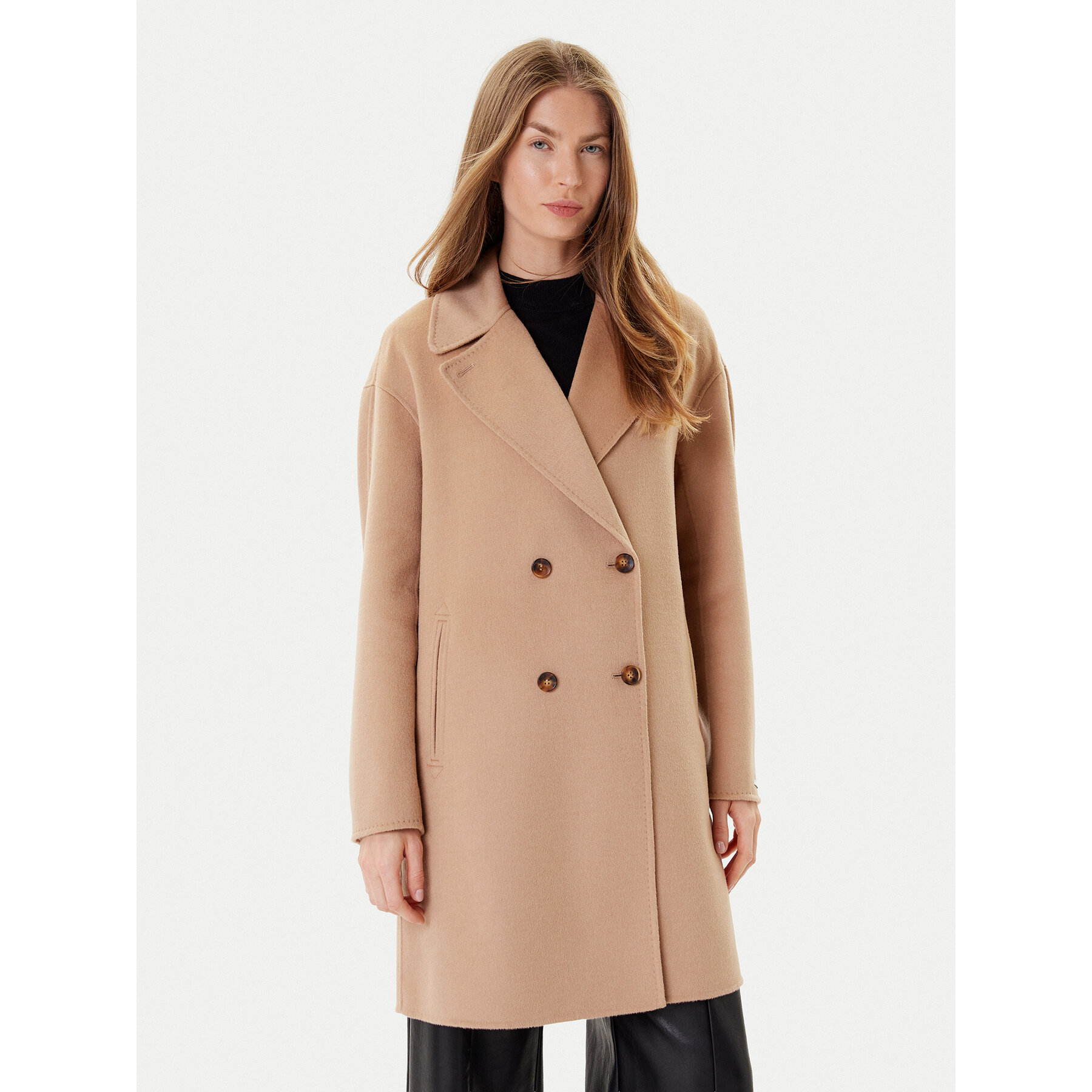 Marella Wollmantel Good 2523016031 Beige Regular Fit