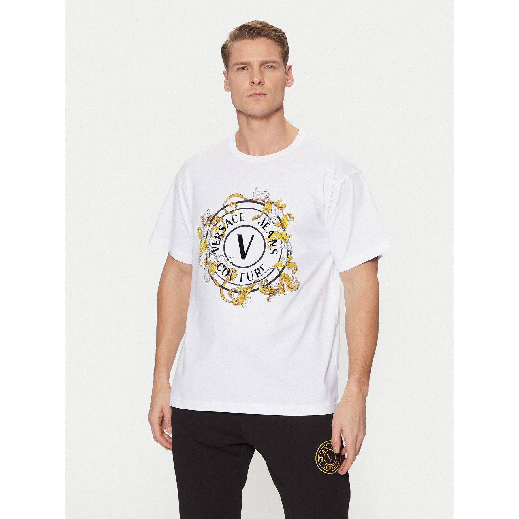 Versace Jeans Couture Póló 78GAHC01 Fehér Regular Fit