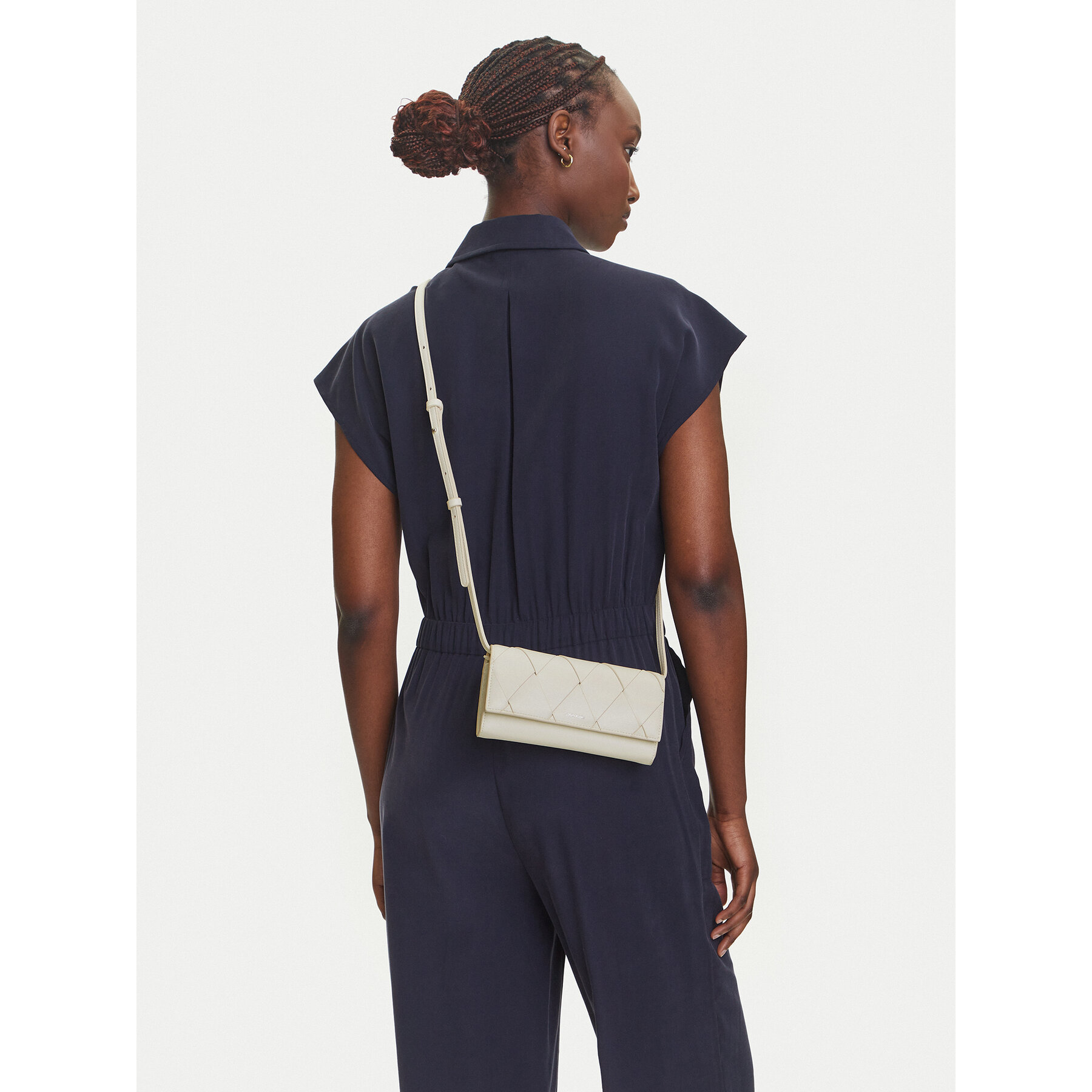 Geantă Calvin Klein Ck Woven Convertible Wallet Bag K60K612970 Alb