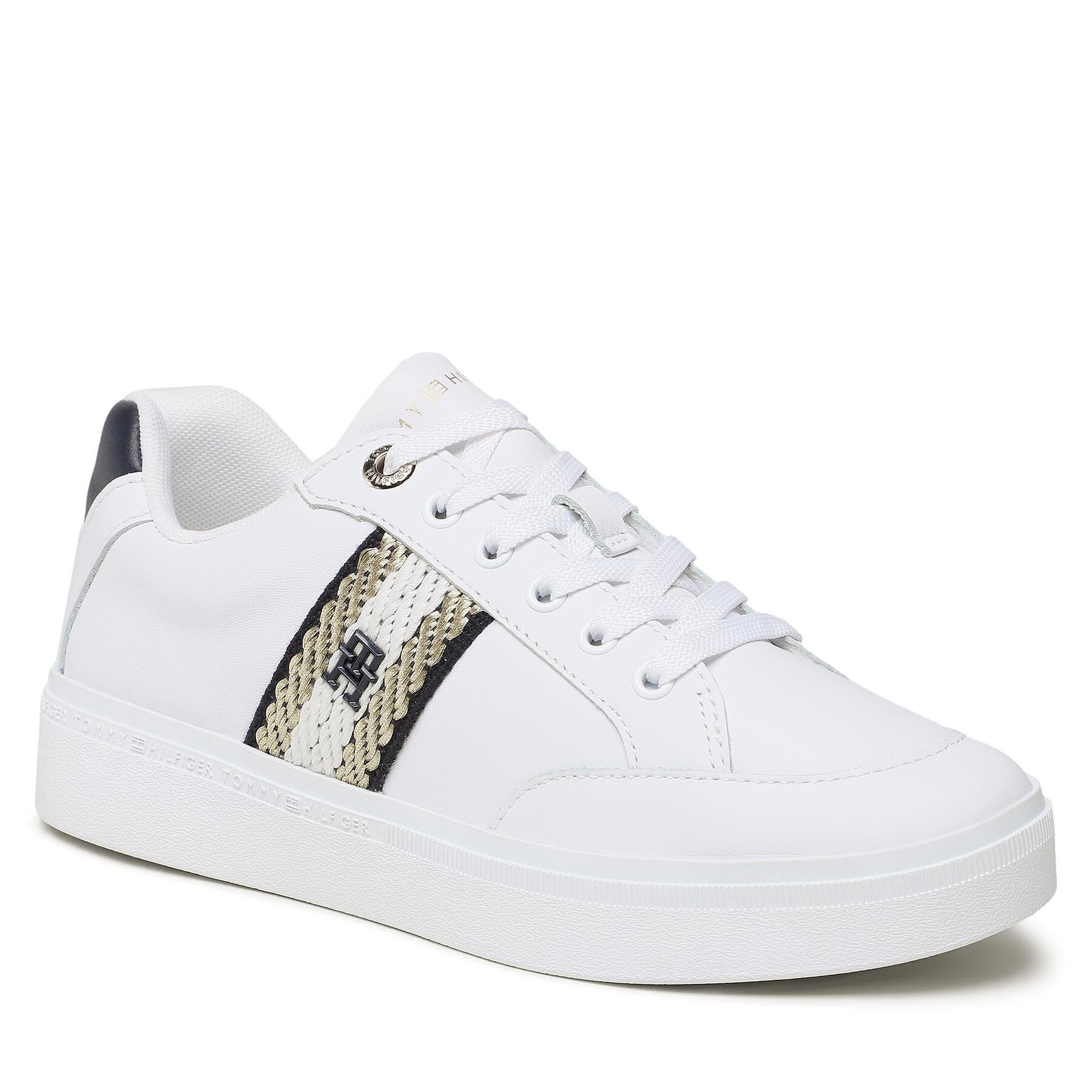 Sneakers Tommy Hilfiger Court Sneaker With Webbing FW0FW07106 White YBS Court imagine super redus 2022