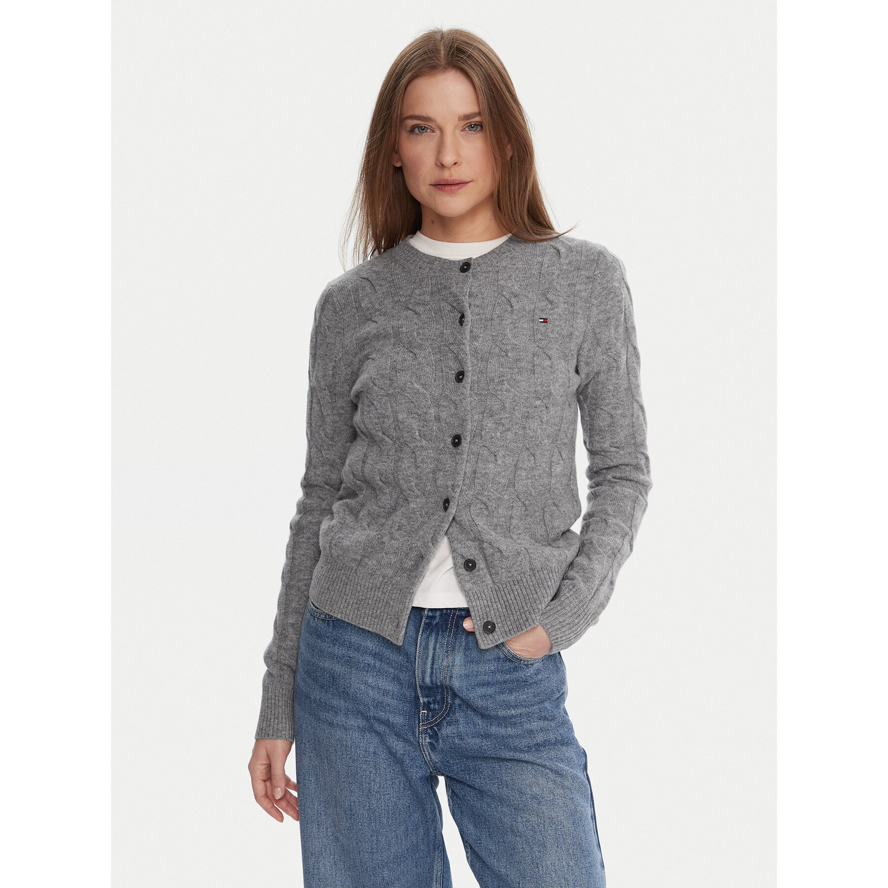 Tommy Hilfiger Strickjacke WW0WW47463 Grau Regular Fit