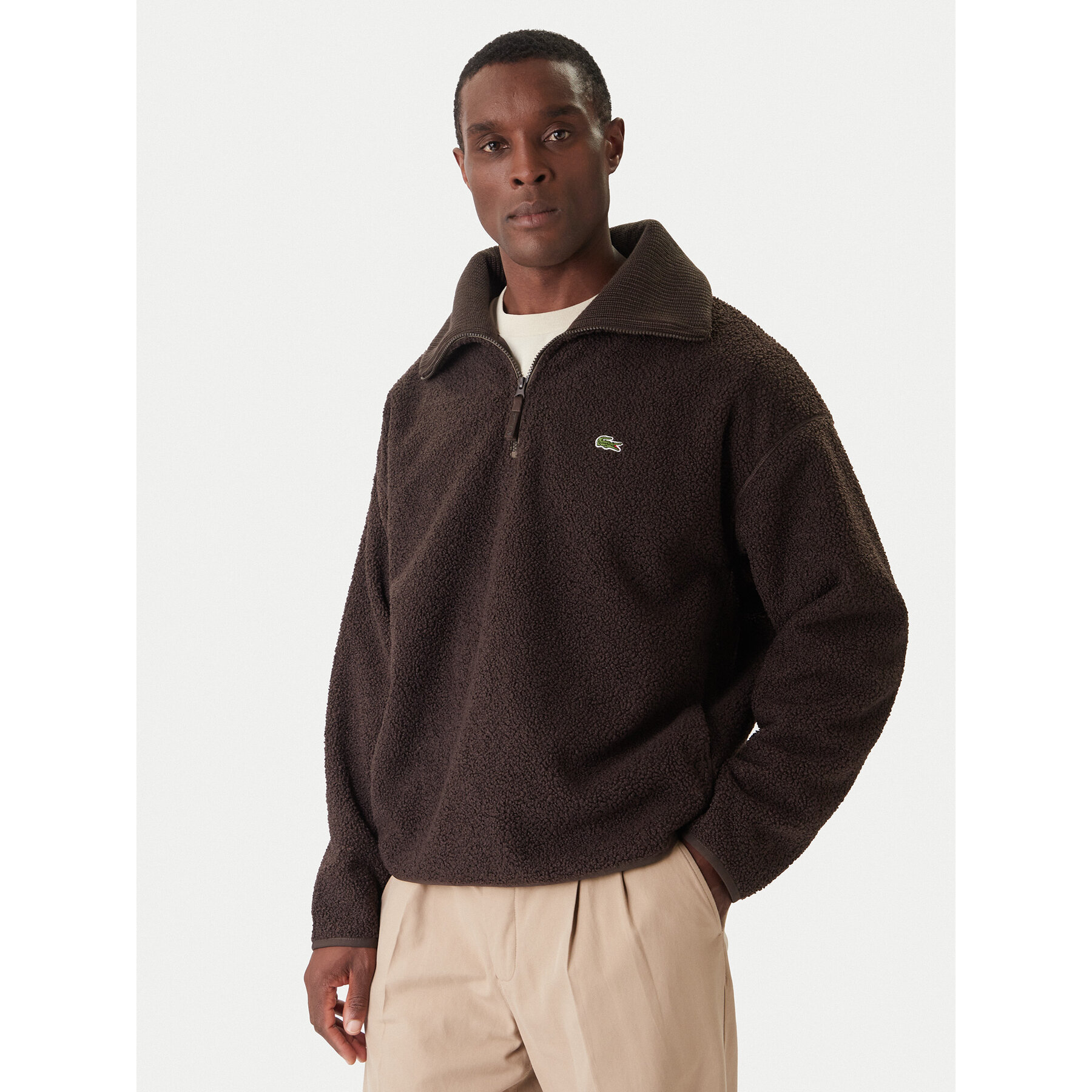 Lacoste Fleecejacke SH5500 Braun Relaxed Fit