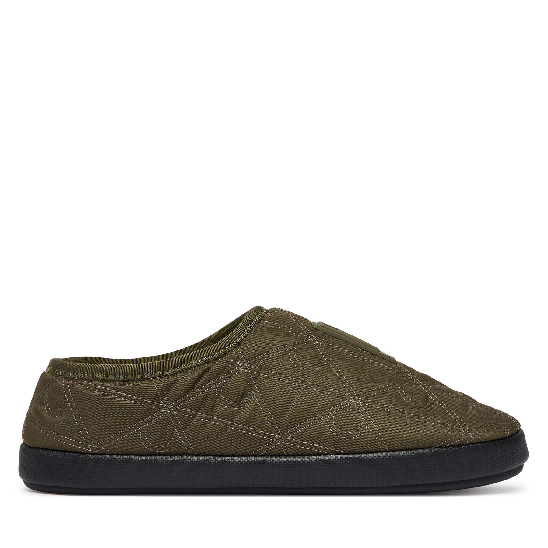 Bačkory Calvin Klein Home Slipper Quilted Rip Emblem HM0HM02280 Khaki