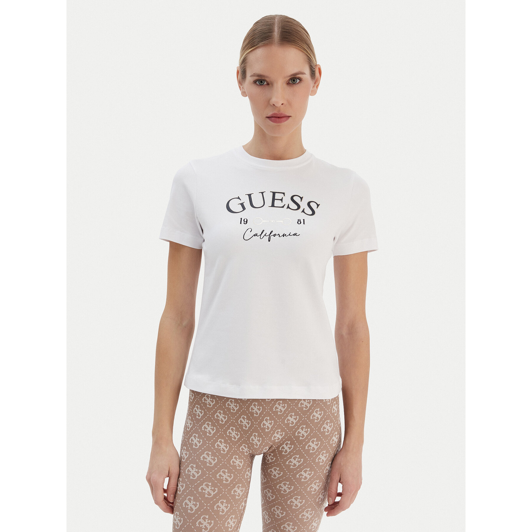 Guess T-Shirt V6RI02 J1314 Λευκό Regular Fit