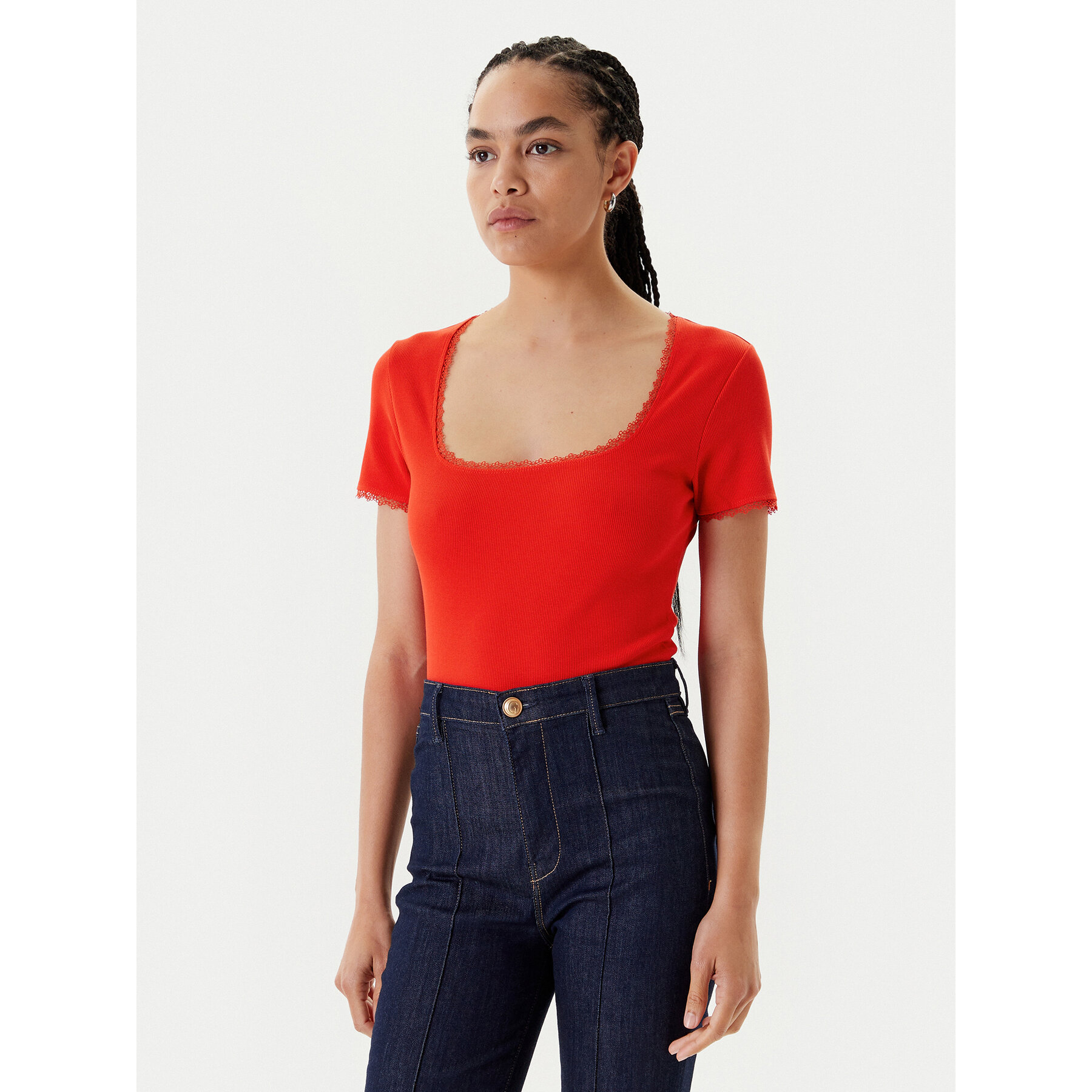 Morgan T-Shirt 232-DLUBI Πορτοκαλί Slim Fit