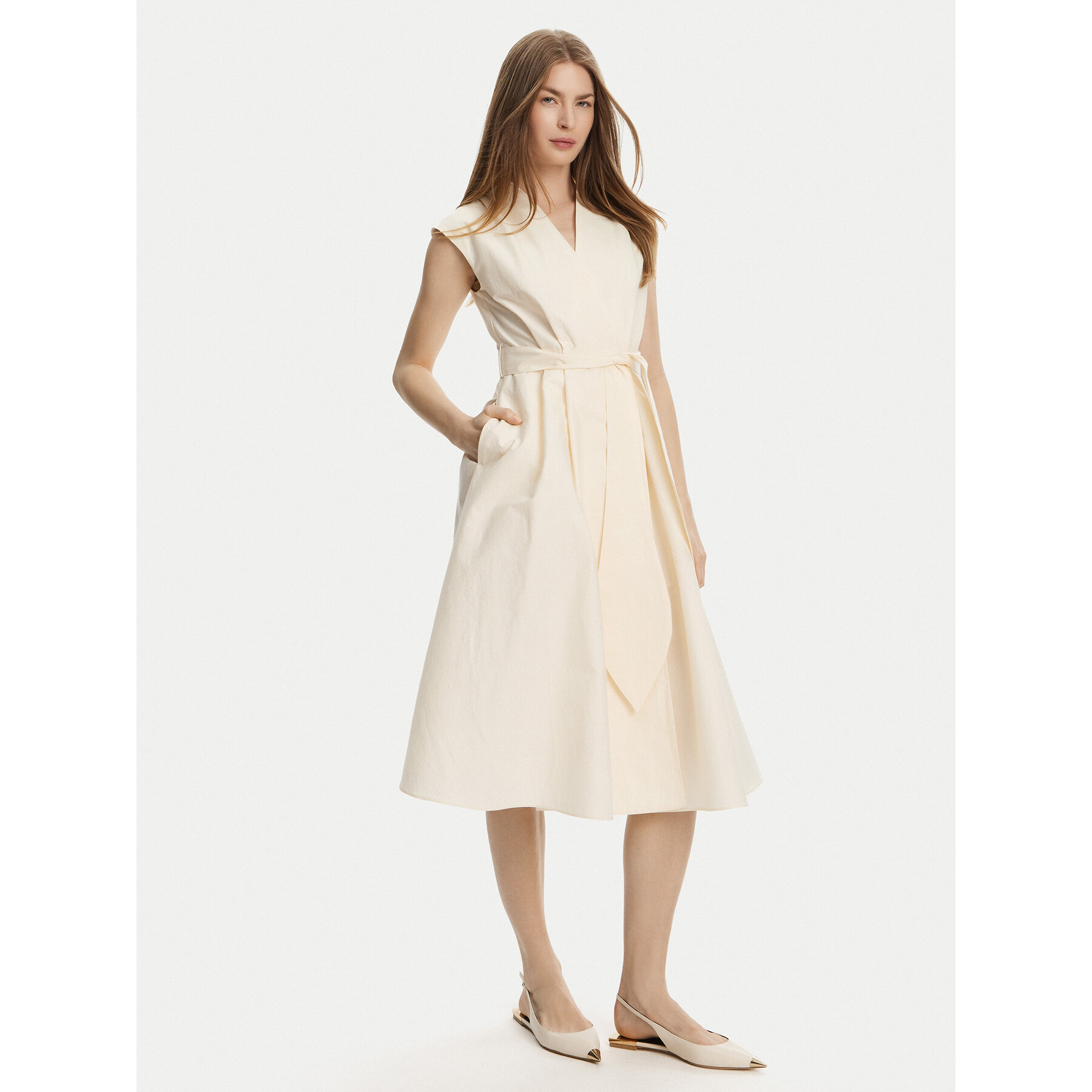 Marella Kleid für den Alltag Ossola 2513221172 Écru Regular Fit