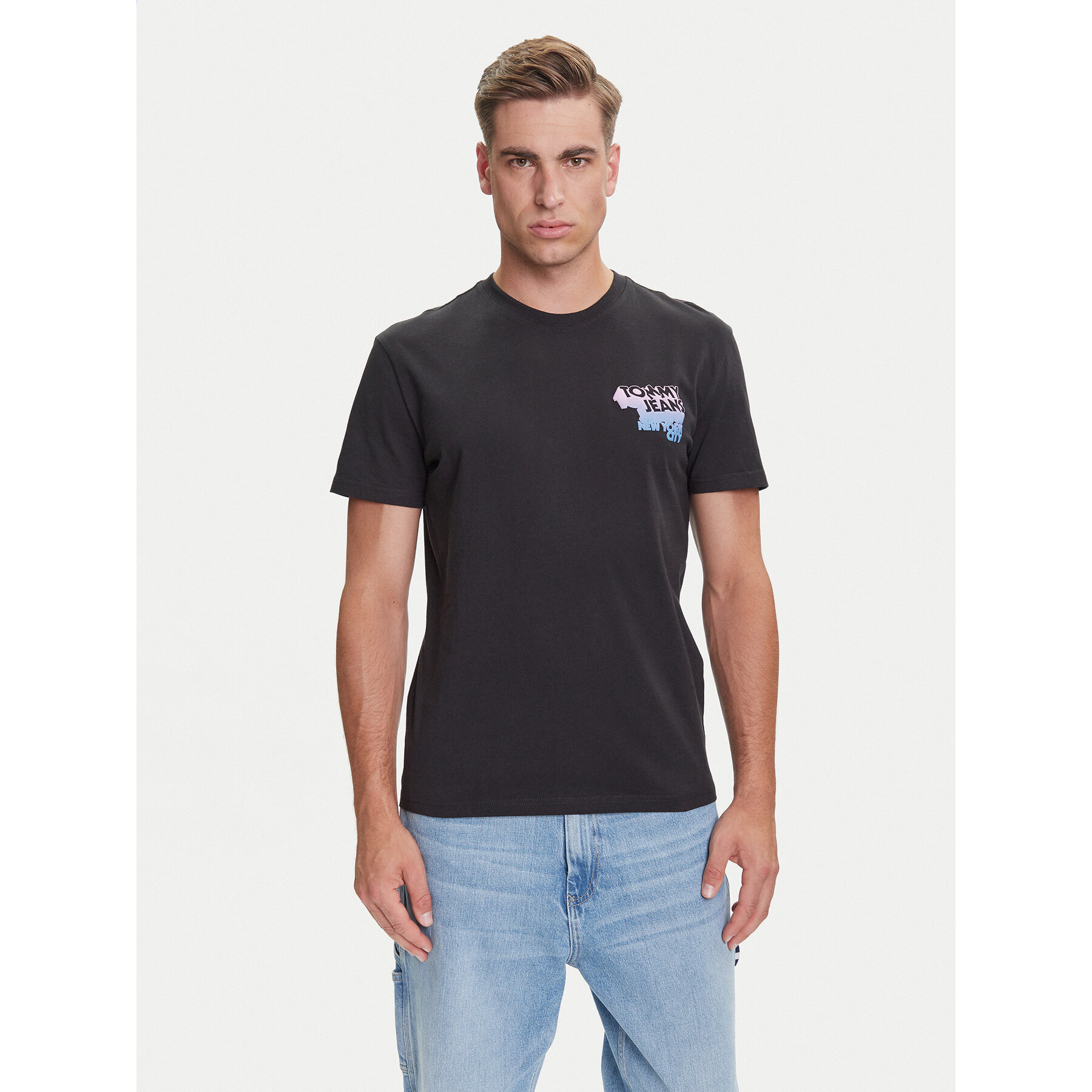 Tommy Jeans T-shirt Stack Backprint DM0DM21589 Nero Regular Fit